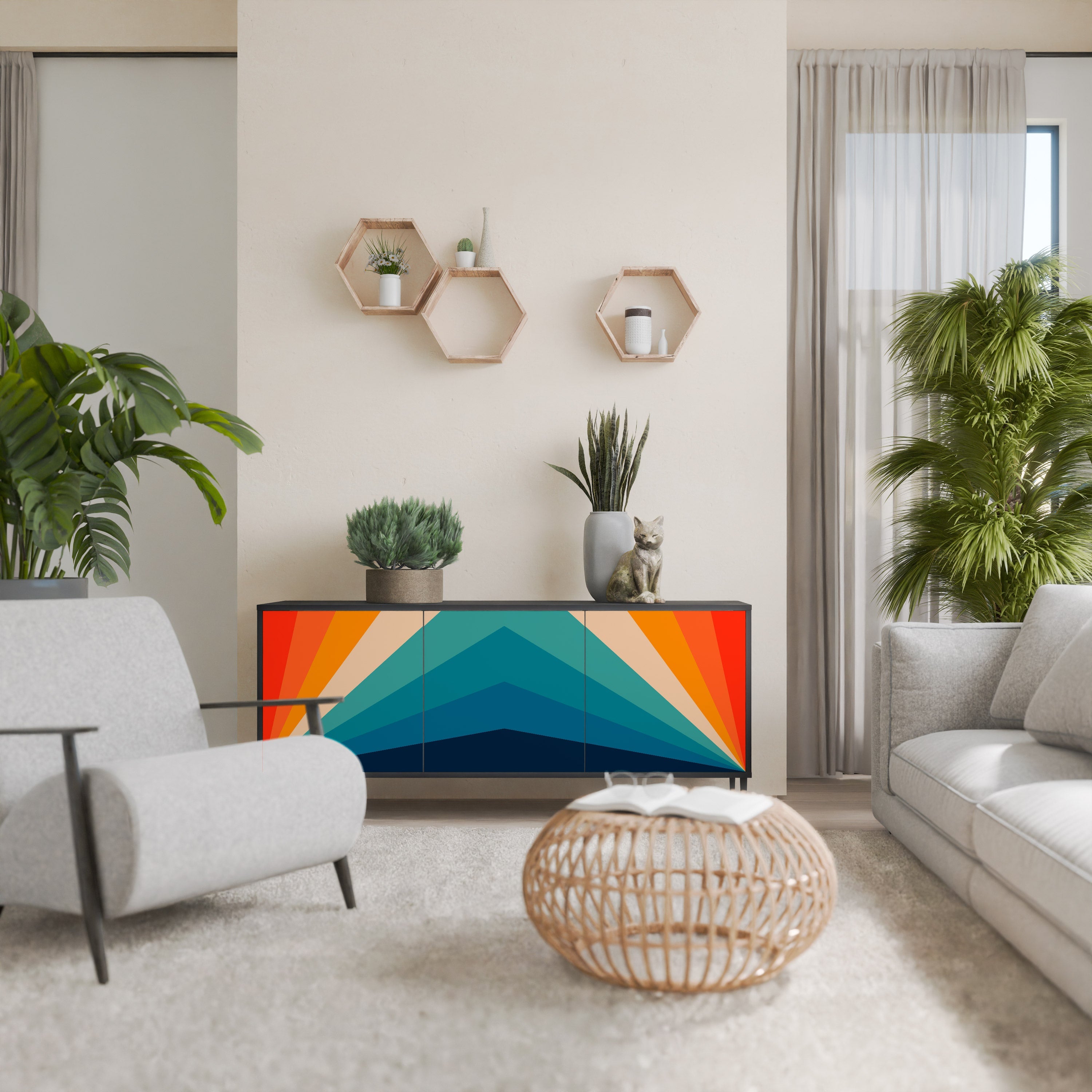 PRISM CONCUSSION Sideboard mit 3 Türen in Schwarz