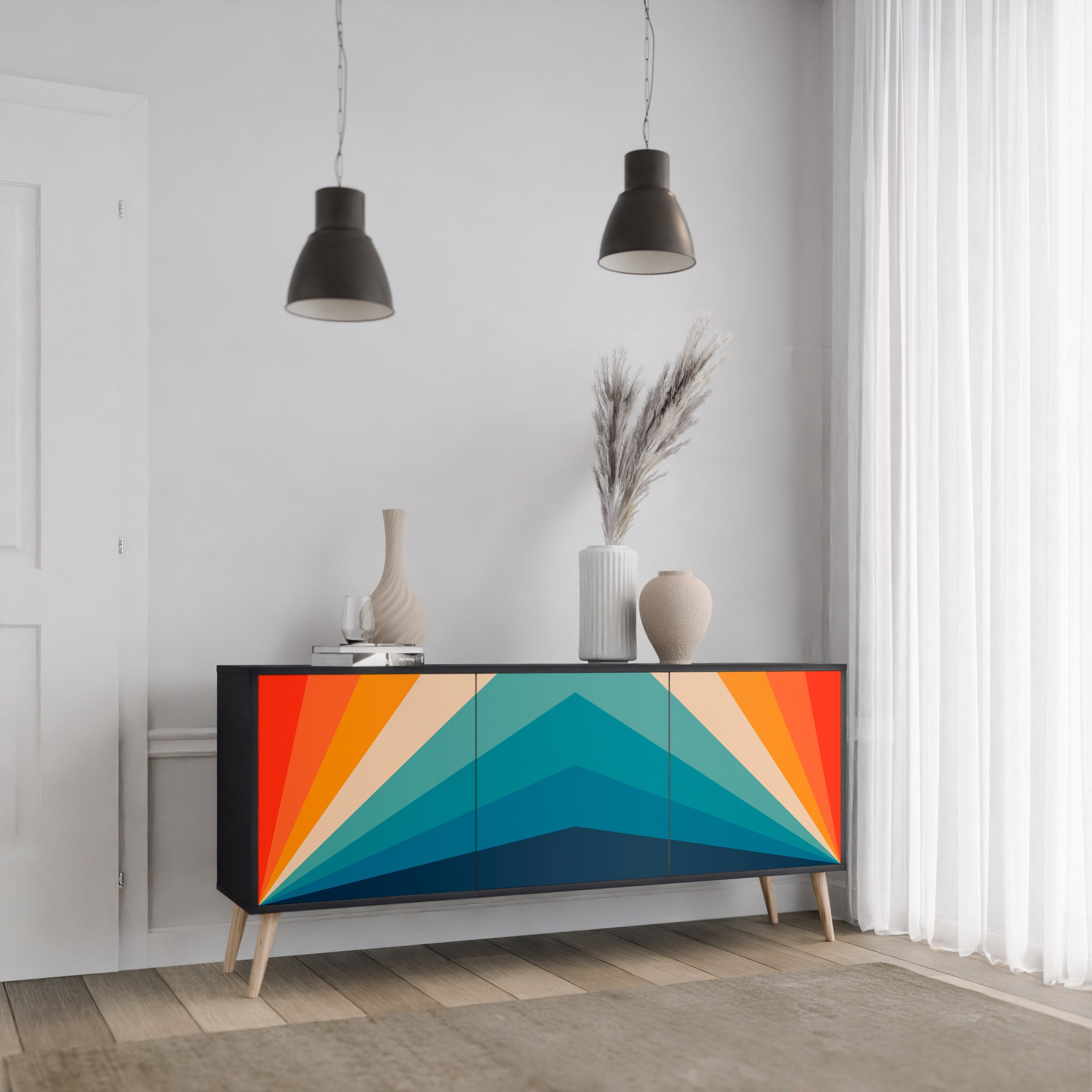 PRISM CONCUSSION 3-Door Sideboard in Black Finish