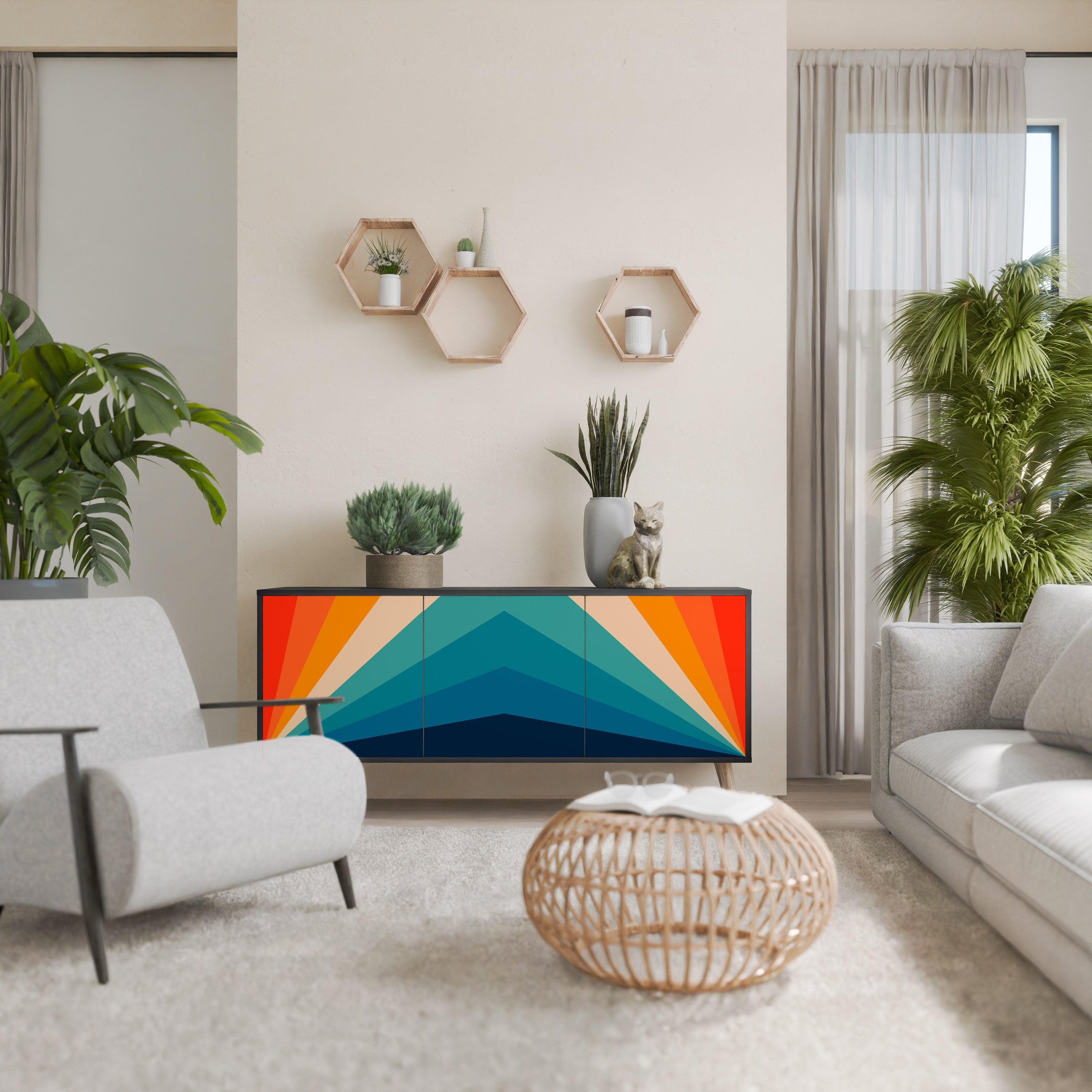 PRISM CONCUSSION 3-Door Sideboard in Black Finish