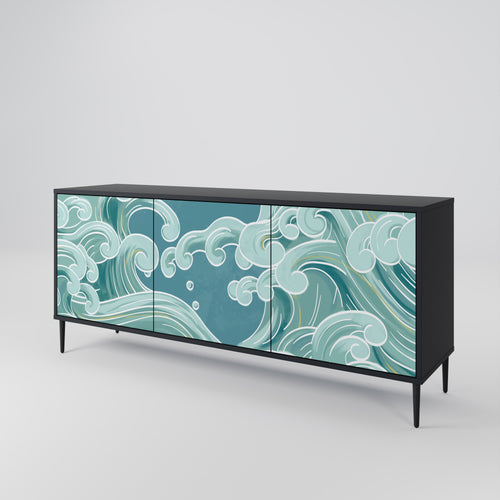 ASIAN SWAY Sideboard mit 3 Türen in Schwarz