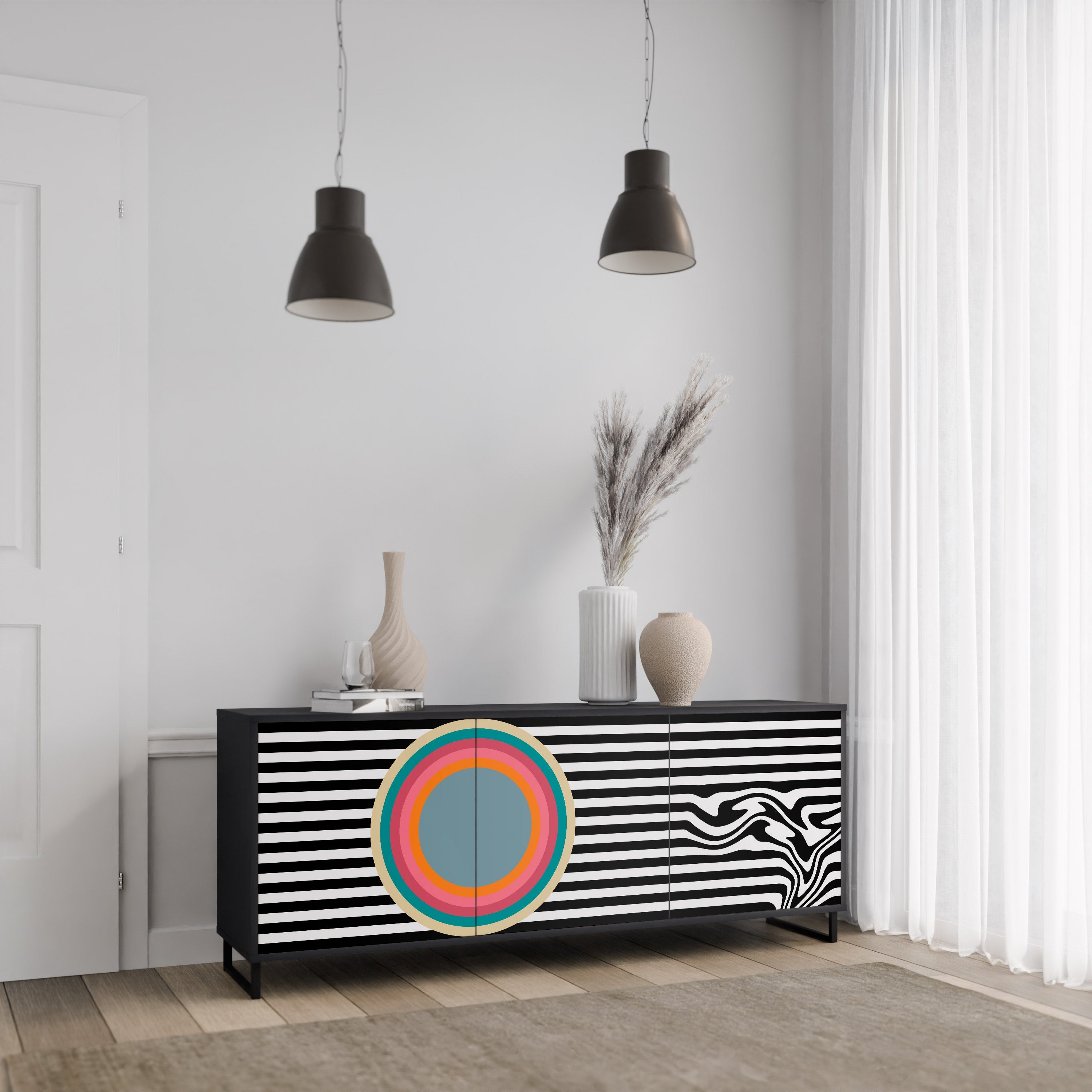 SPECTRA SHOWCASE 3-Door Sideboard in Black Finish