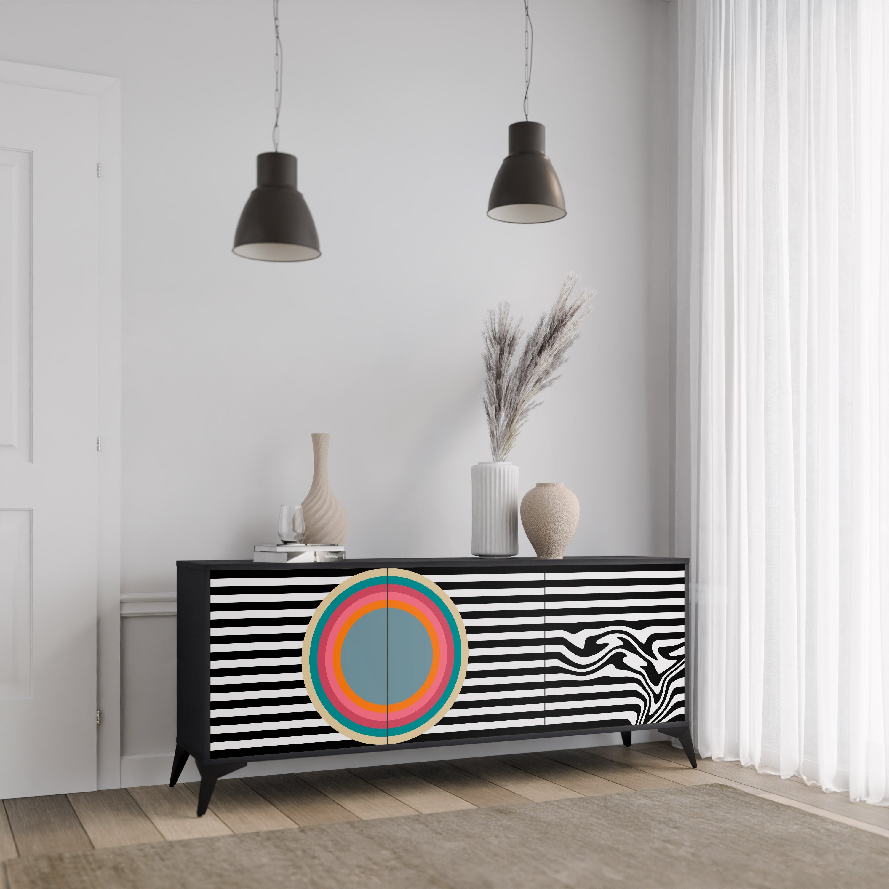 SPECTRA SHOWCASE 3-Door Sideboard in Black Finish