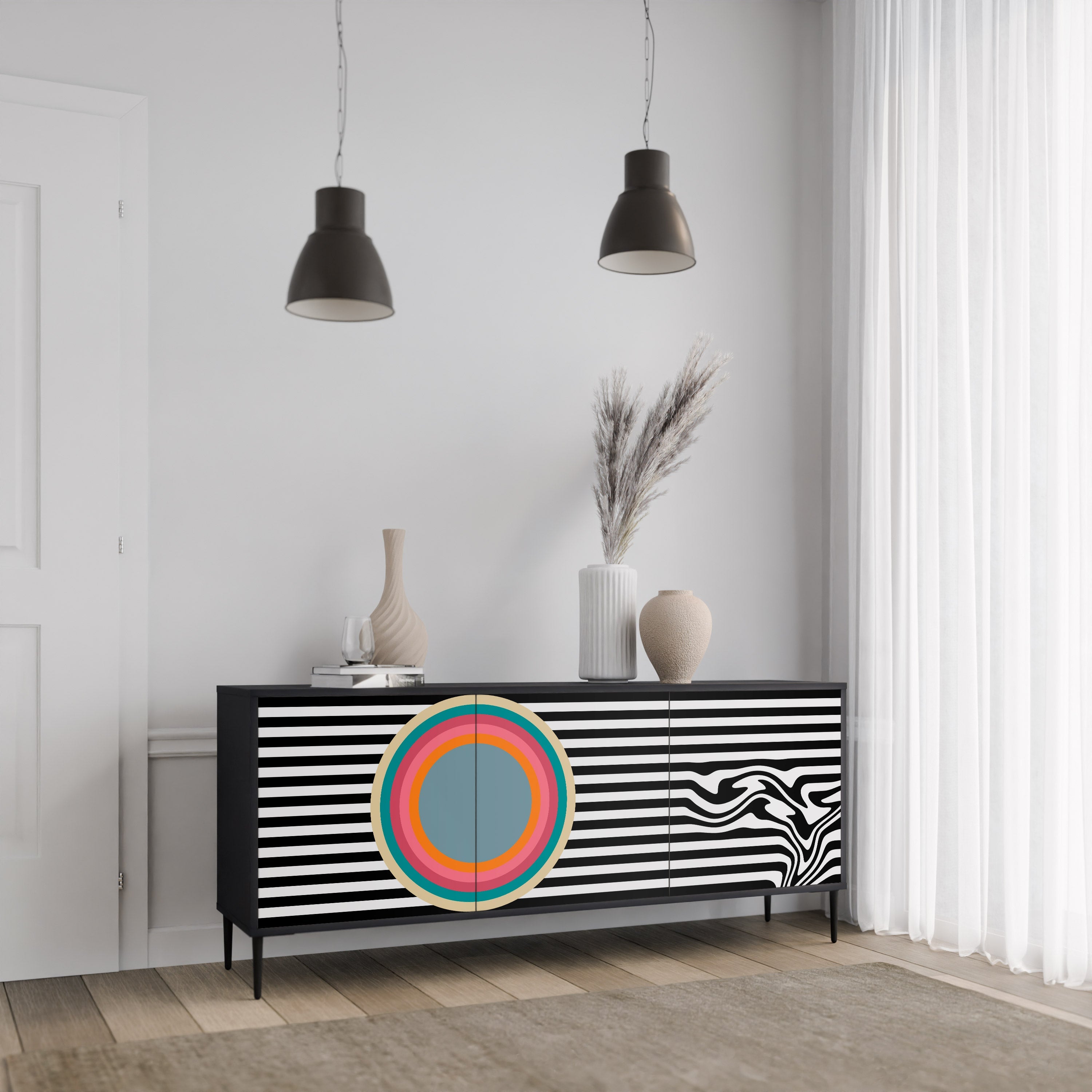 SPECTRA SHOWCASE Sideboard mit 3 Türen in Schwarz
