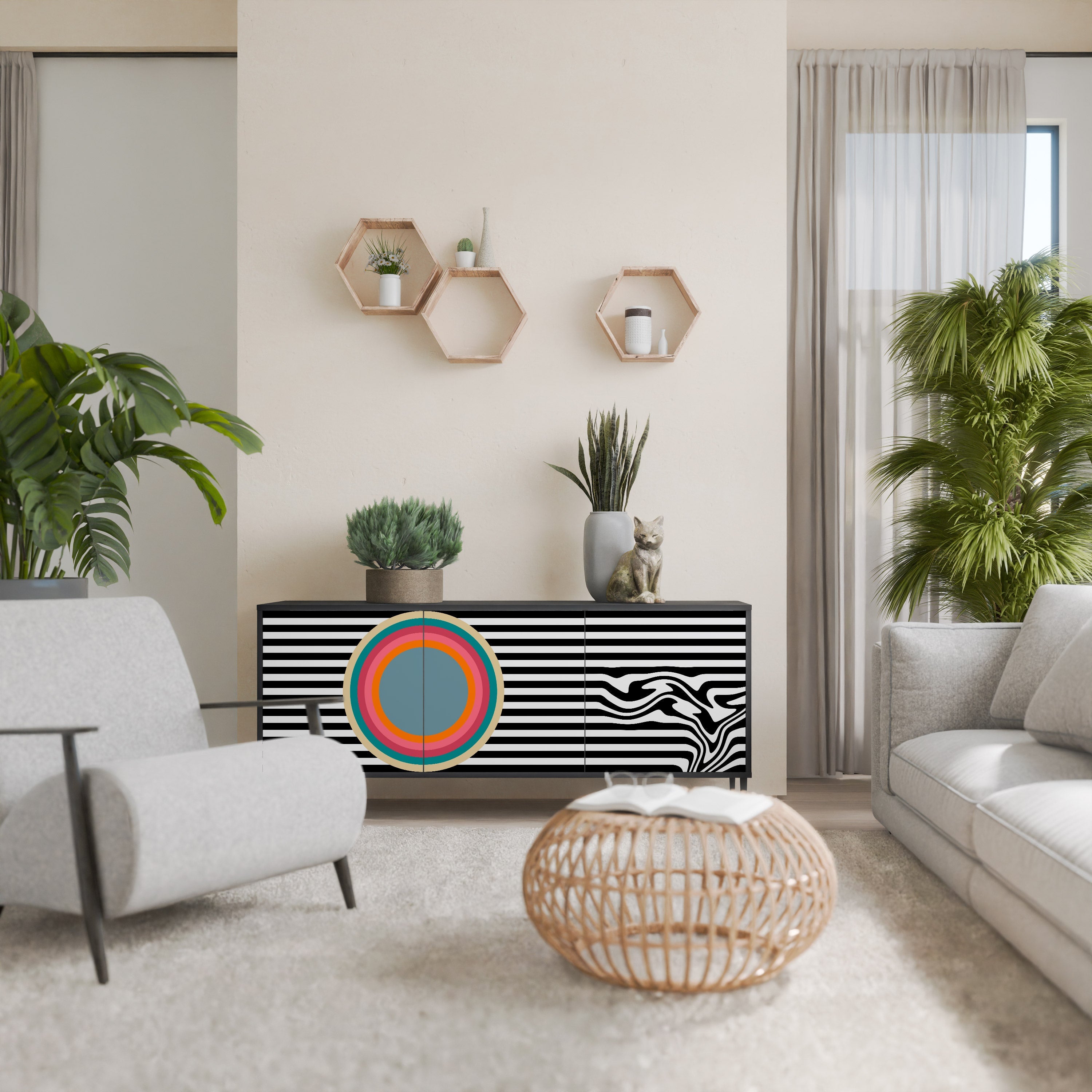 SPECTRA SHOWCASE Sideboard mit 3 Türen in Schwarz