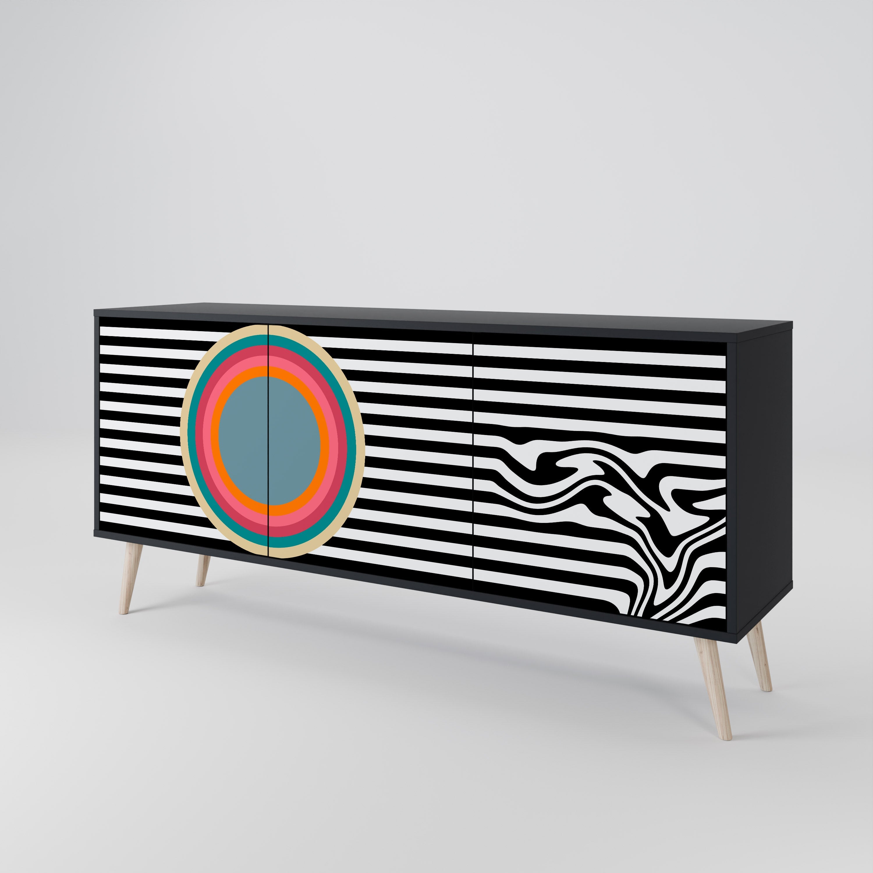SPECTRA SHOWCASE 3-Door Sideboard in Black Finish