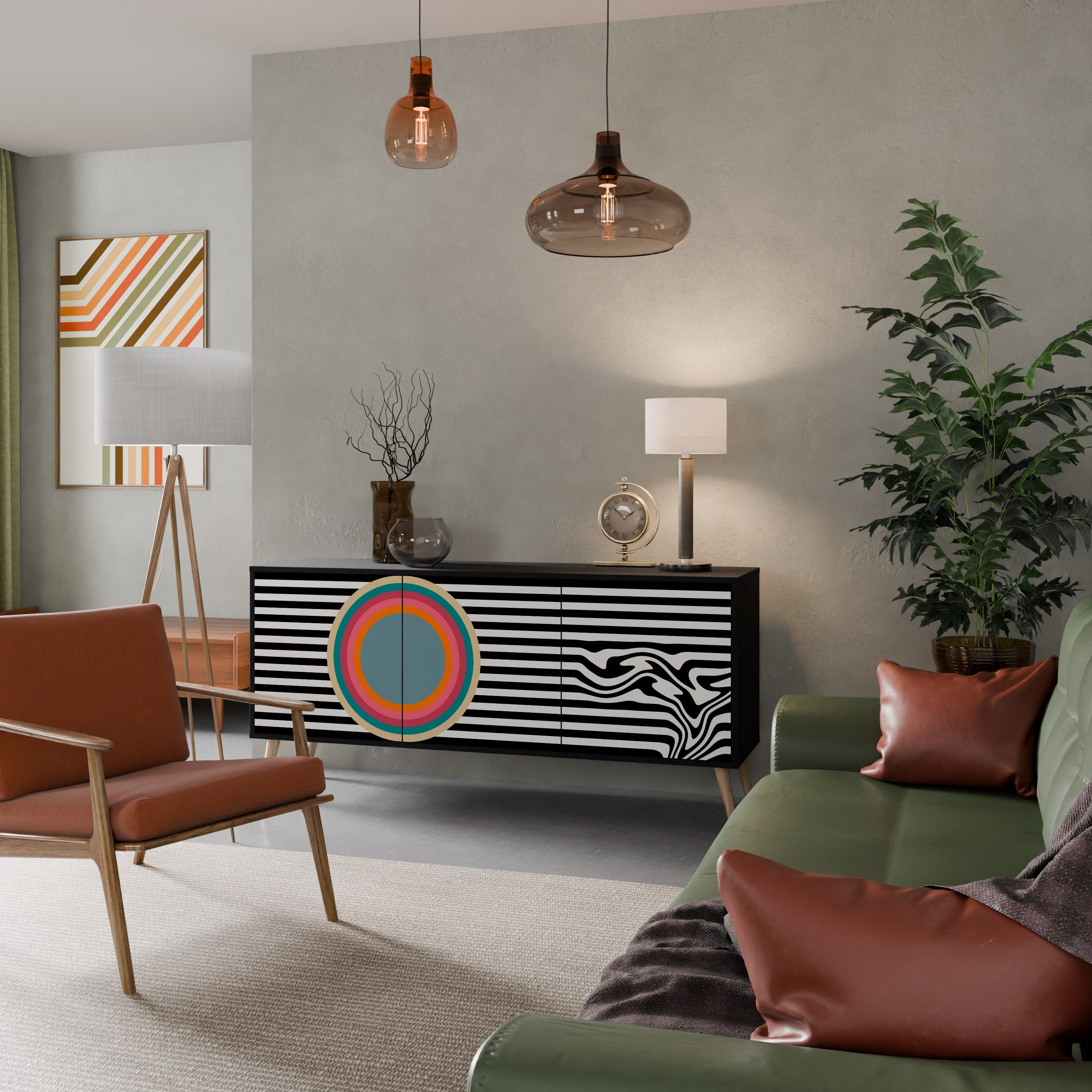 SPECTRA SHOWCASE 3-Door Sideboard in Black Finish