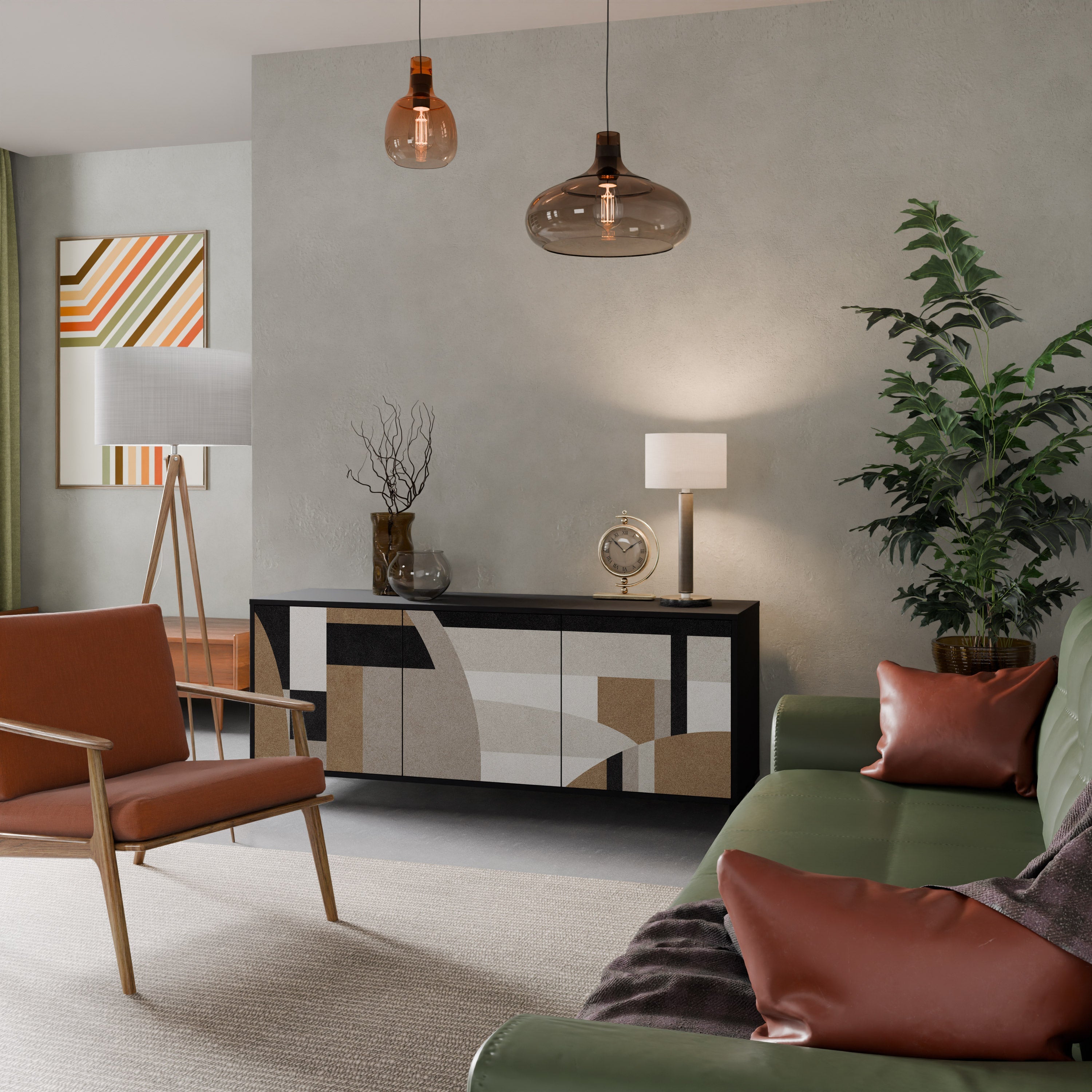 DELICATE MEMENTO Sideboard mit 3 Türen in Schwarz