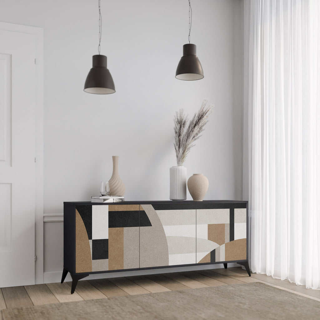 DELICATE MEMENTO Sideboard mit 3 Türen in Schwarz
