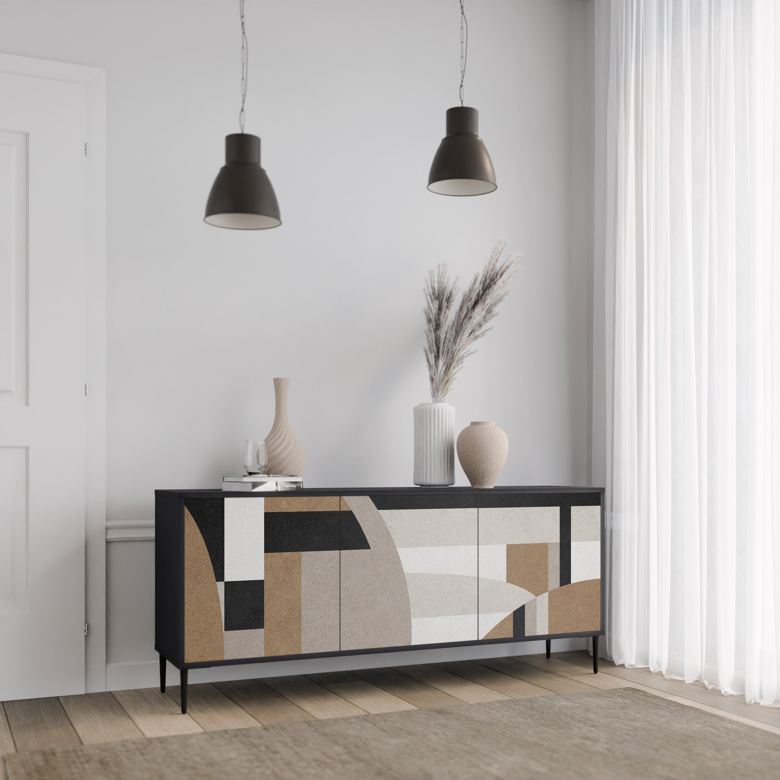 DELICATE MEMENTO Sideboard mit 3 Türen in Schwarz