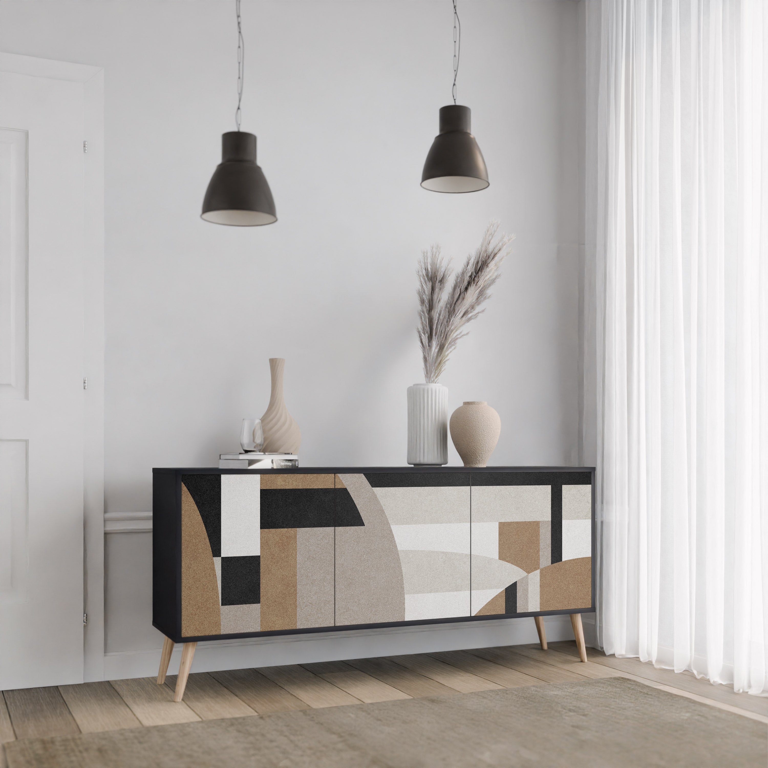 DELICATE MEMENTO Sideboard mit 3 Türen in Schwarz