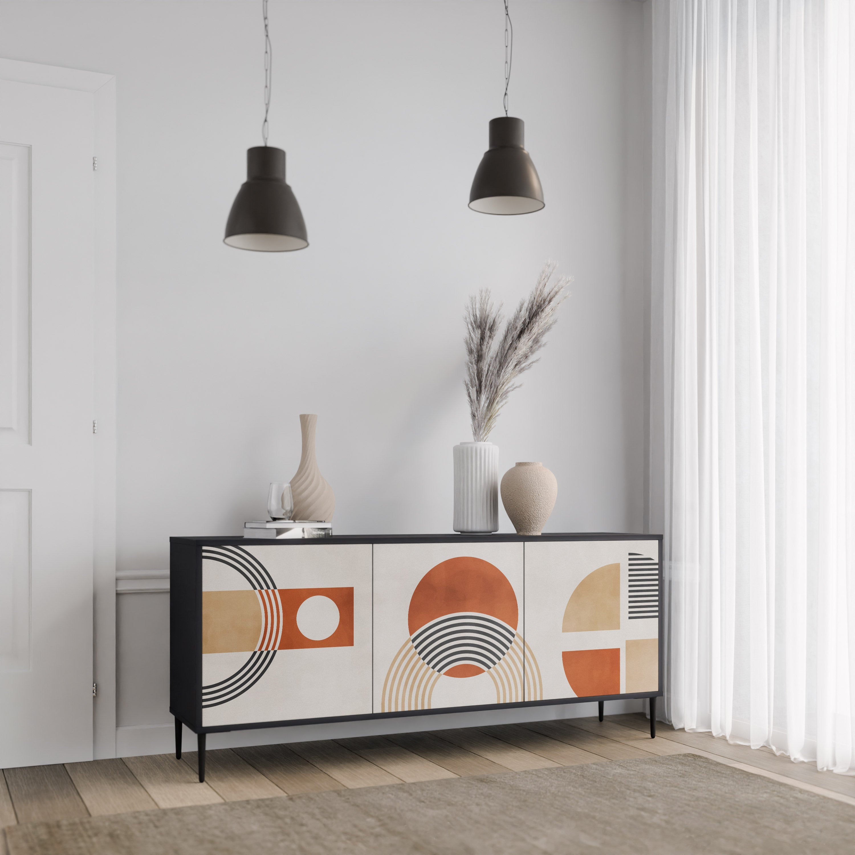 SPACE AROUND Sideboard mit 3 Türen in Schwarz