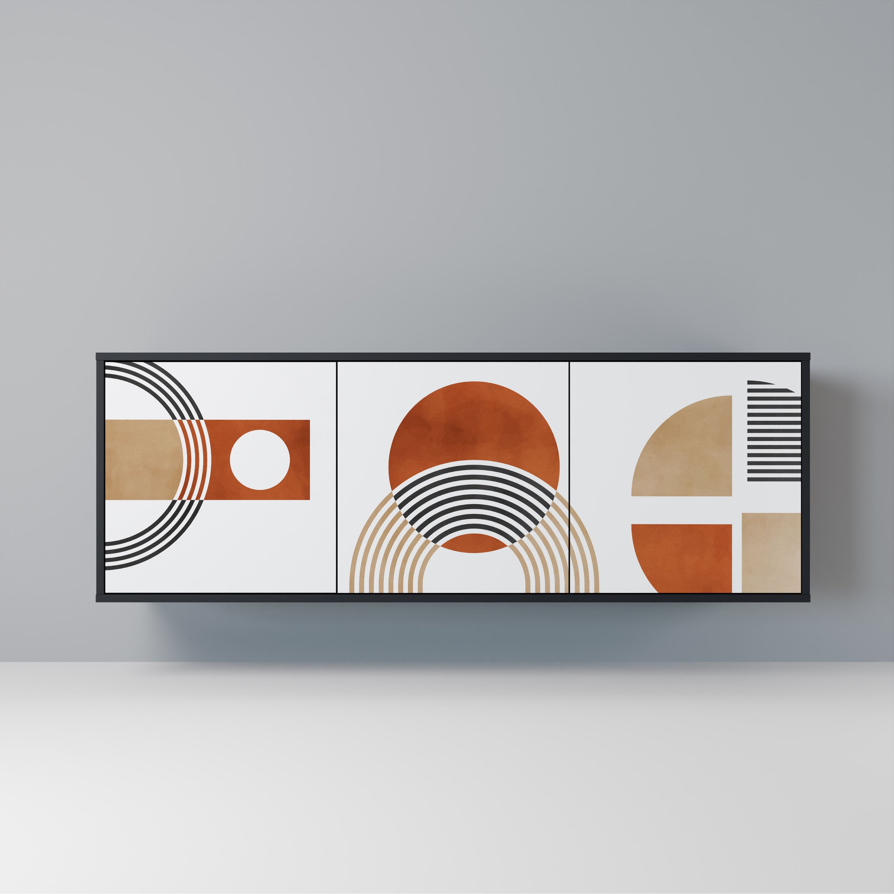 CIRCLE RHYTM Sideboard mit 3 Türen in Schwarz