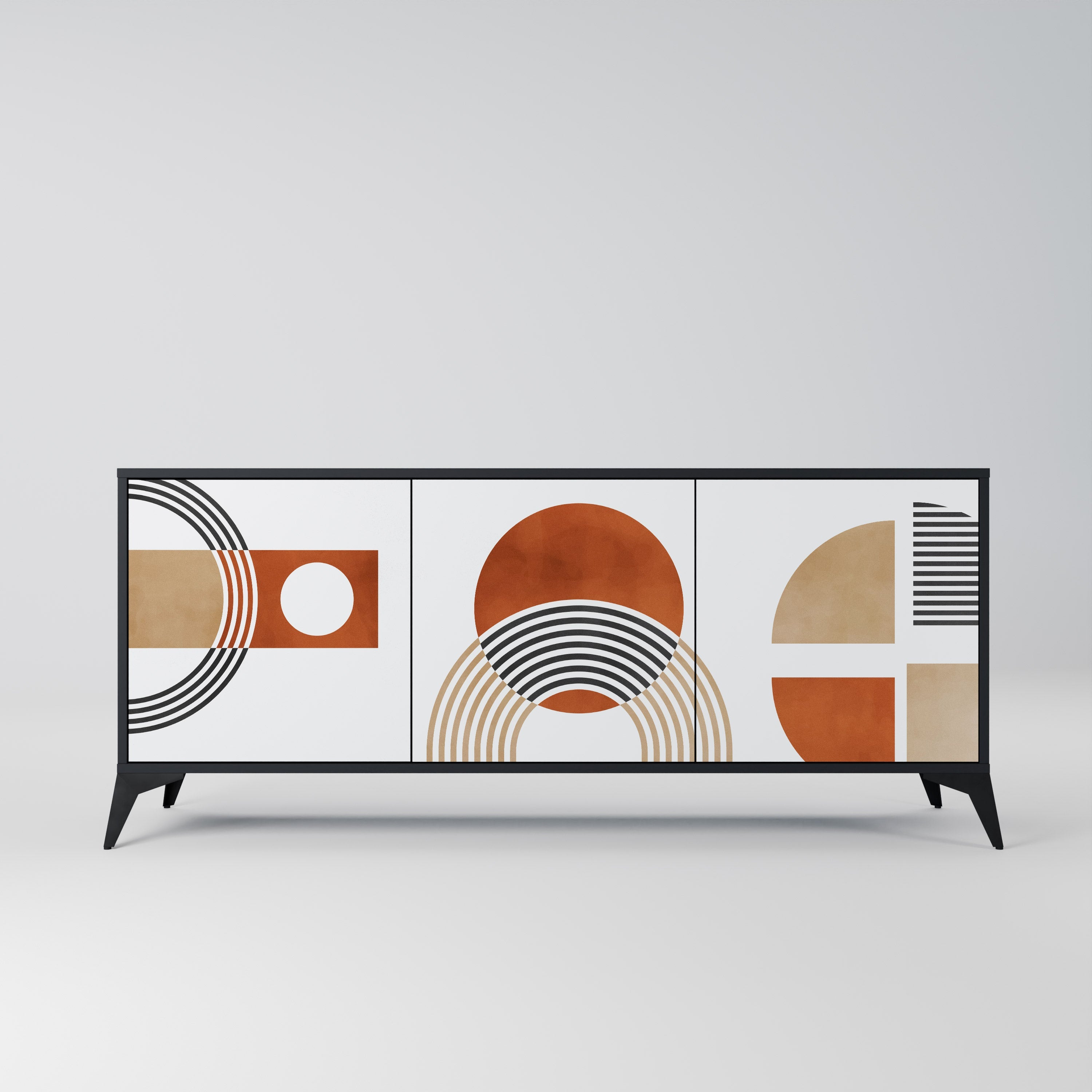 CIRCLE RHYTM Sideboard mit 3 Türen in Schwarz