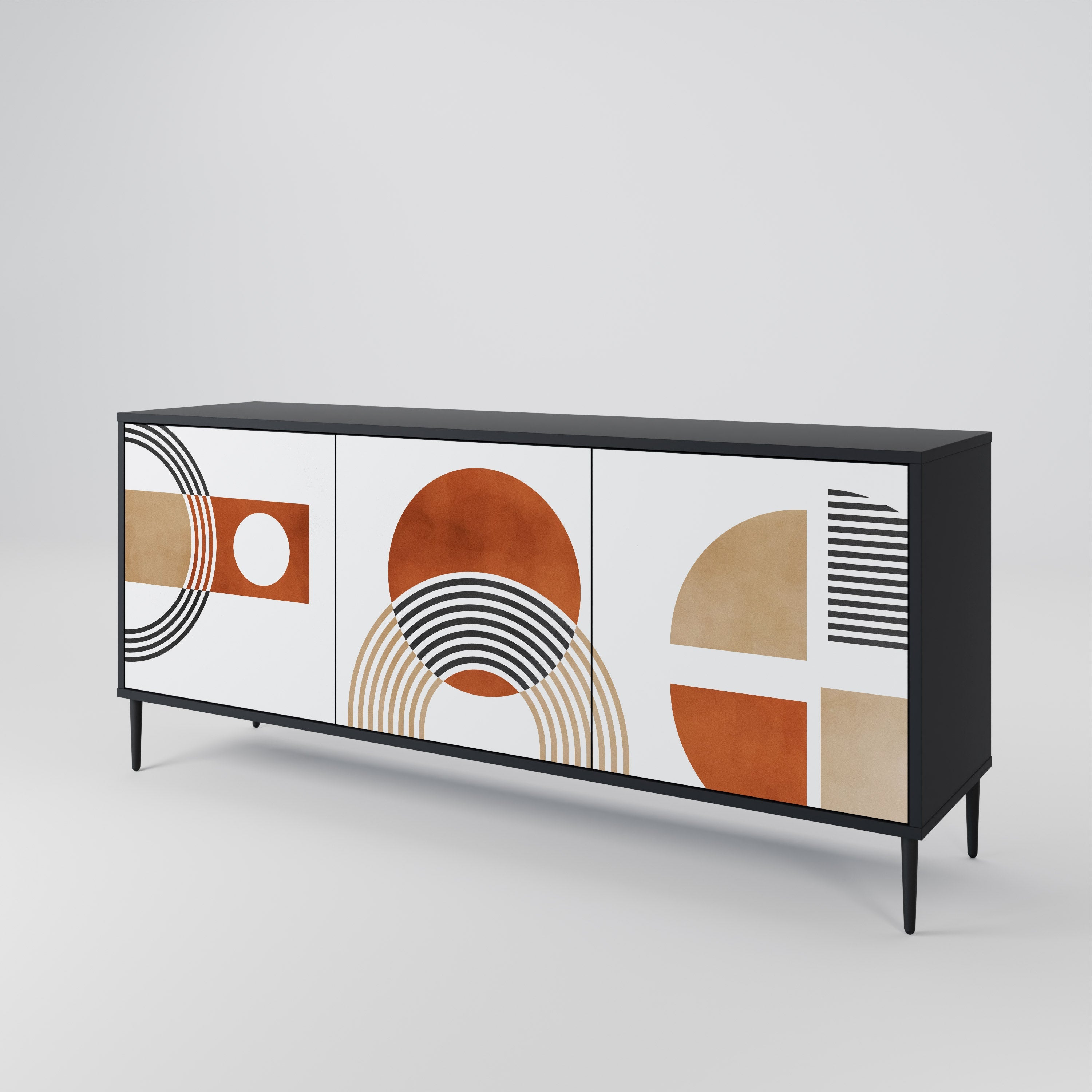 CIRCLE RHYTM Sideboard mit 3 Türen in Schwarz