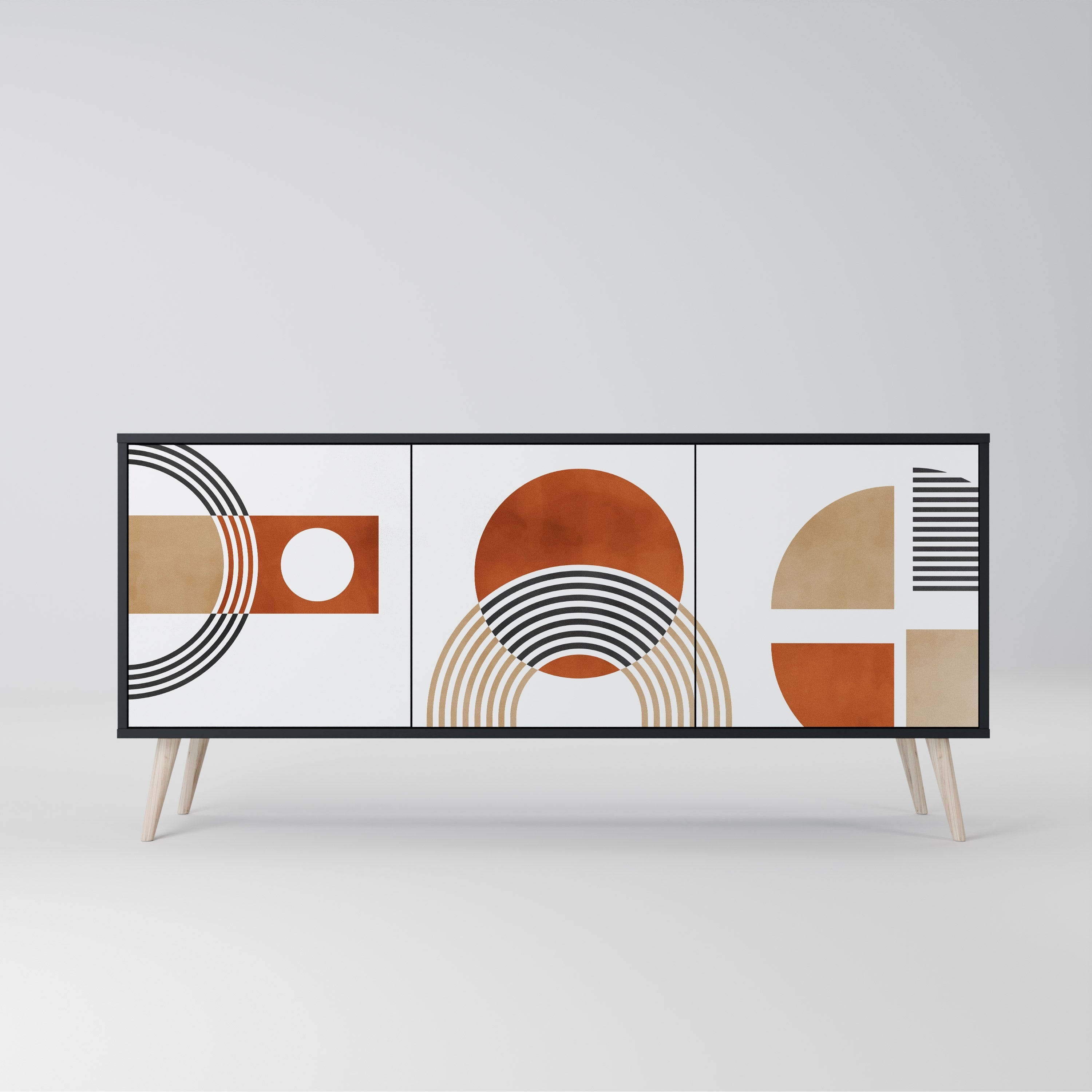 CIRCLE RHYTM Sideboard mit 3 Türen in Schwarz