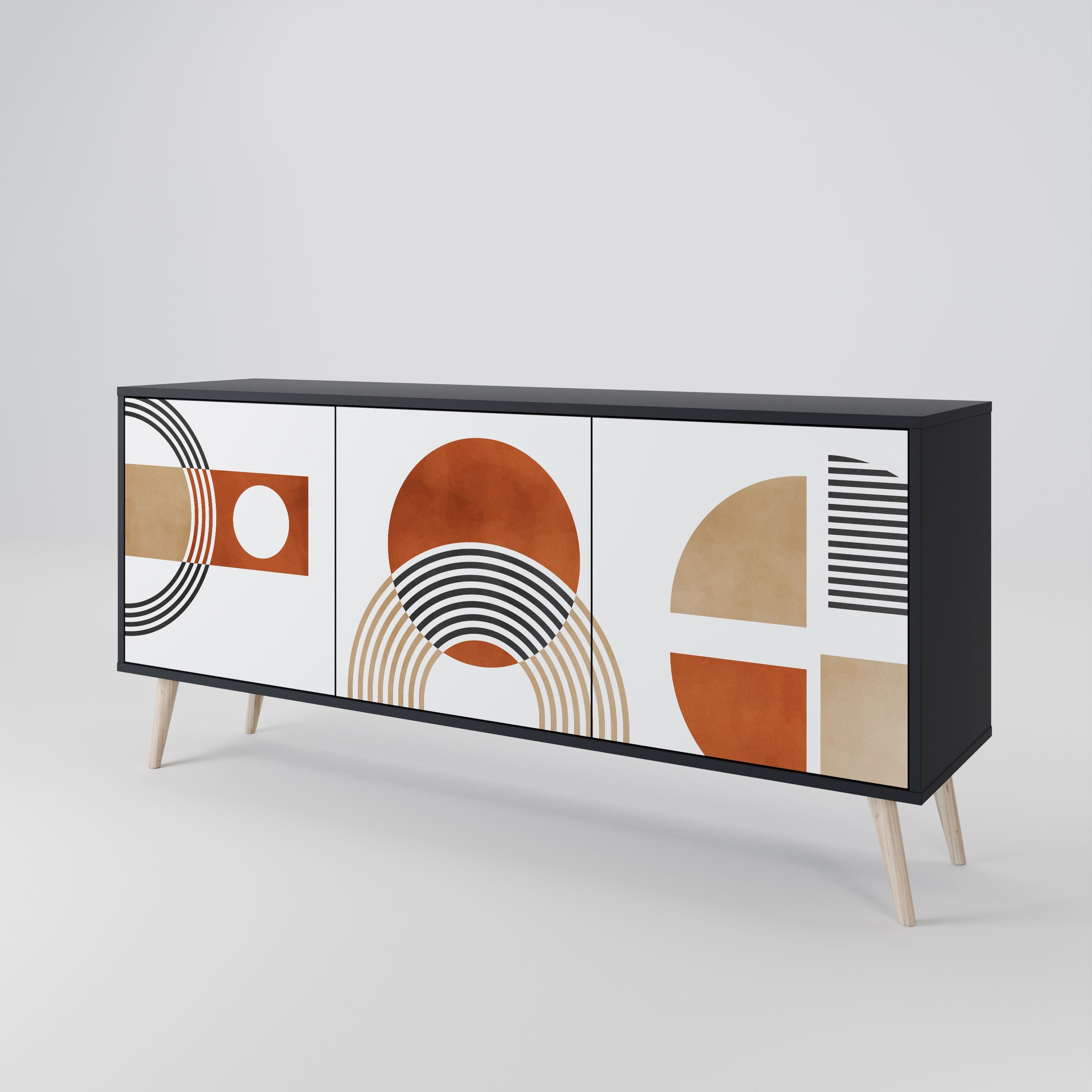 CIRCLE RHYTM Sideboard mit 3 Türen in Schwarz