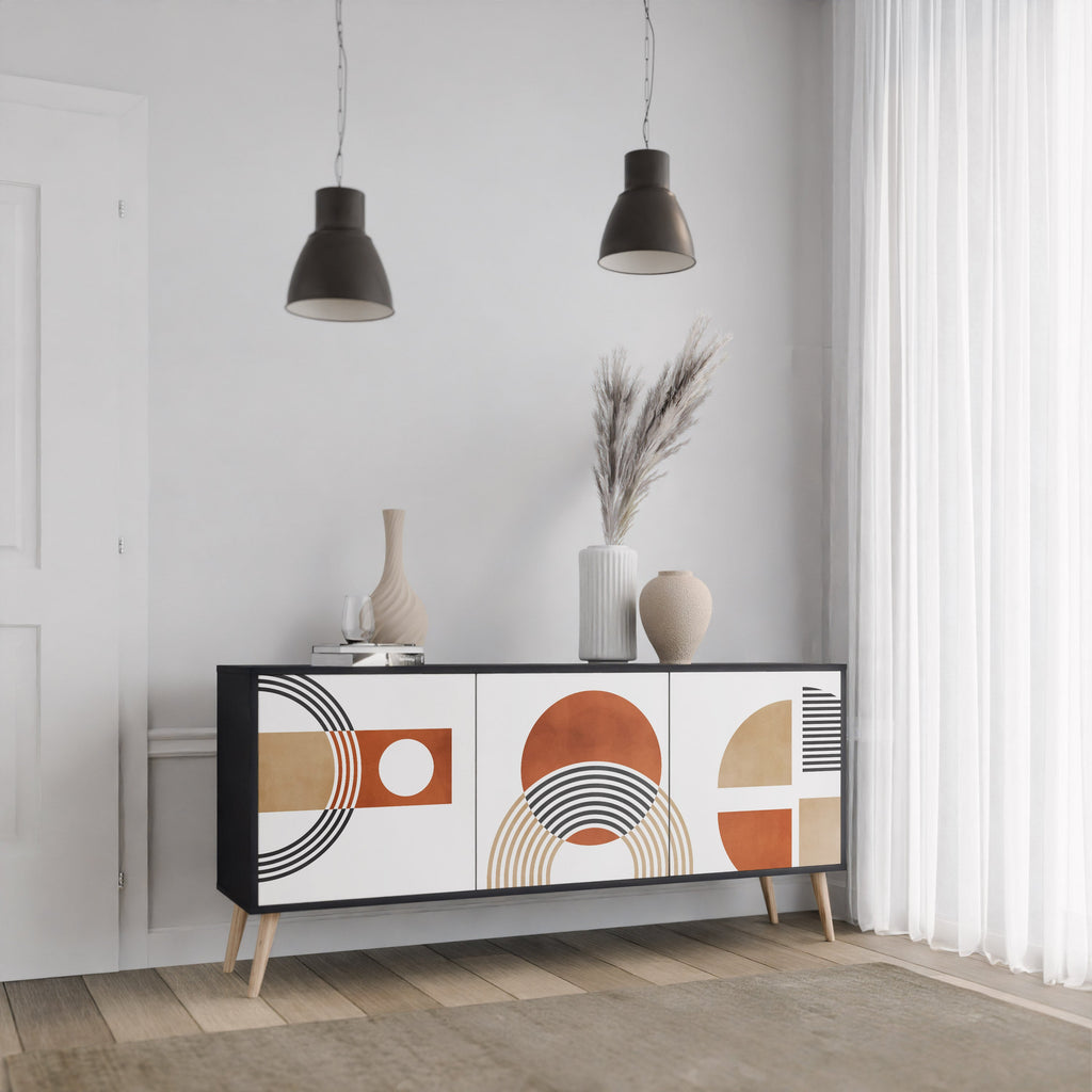 CIRCLE RHYTM Sideboard mit 3 Türen in Schwarz