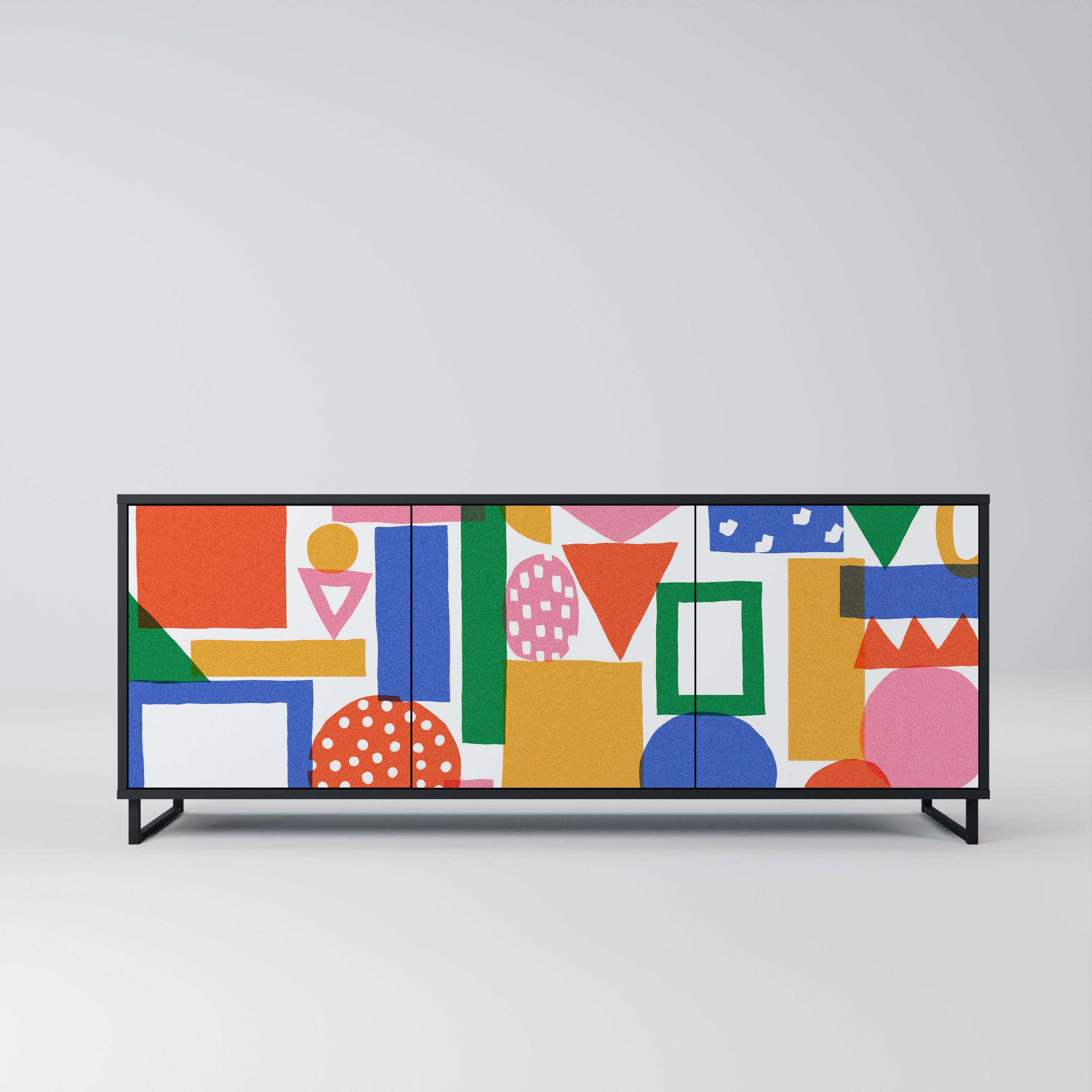 GEOMETRIC GLIMMER Sideboard mit 3 Türen in Schwarz