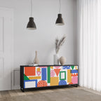 GEOMETRIC GLIMMER Sideboard mit 3 Türen in Schwarz
