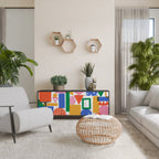 GEOMETRIC GLIMMER Sideboard mit 3 Türen in Schwarz