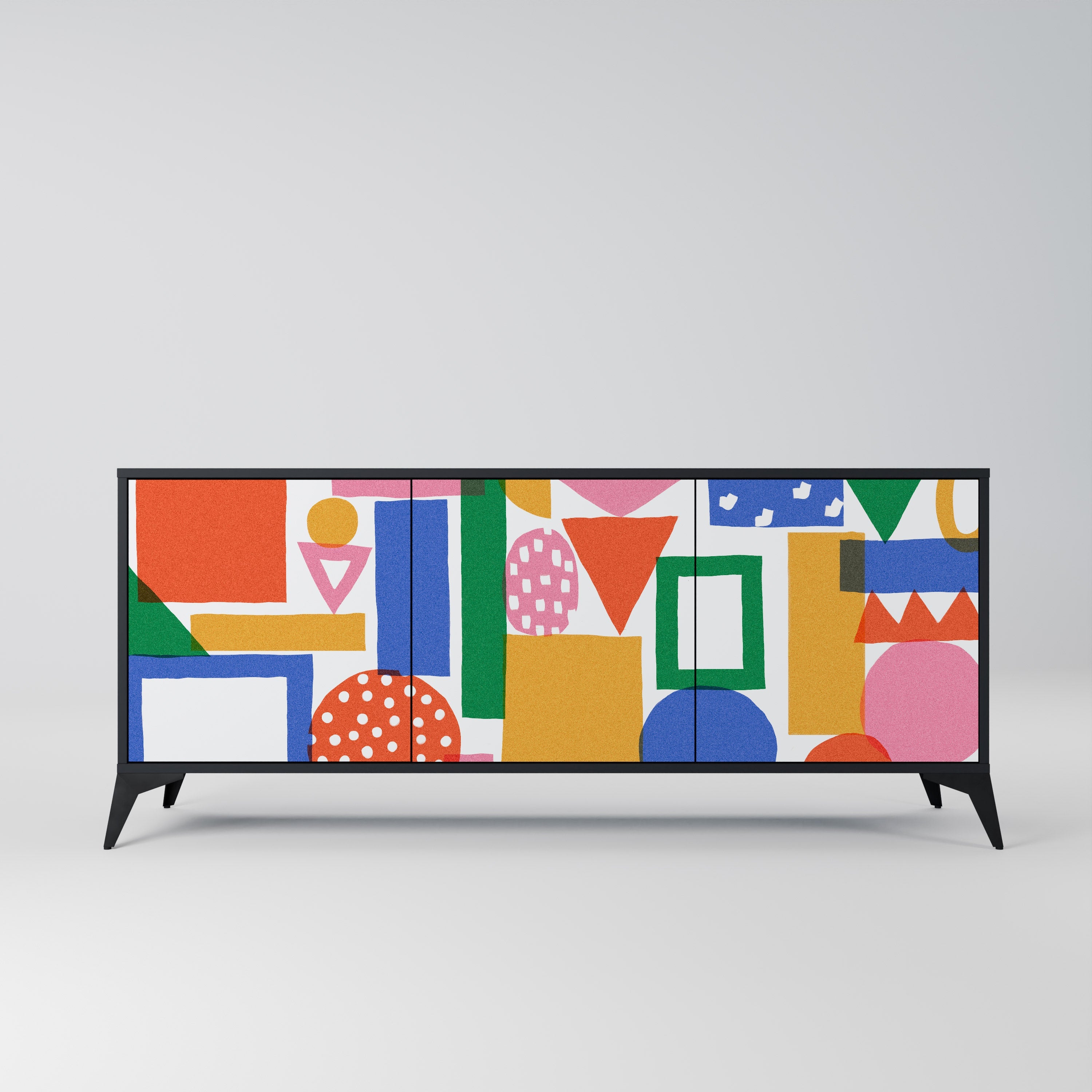 GEOMETRIC GLIMMER Sideboard mit 3 Türen in Schwarz