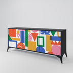 GEOMETRIC GLIMMER Sideboard mit 3 Türen in Schwarz