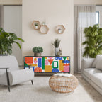 GEOMETRIC GLIMMER Sideboard mit 3 Türen in Schwarz