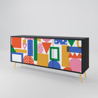 GEOMETRIC GLIMMER Sideboard mit 3 Türen in Schwarz