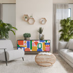 GEOMETRIC GLIMMER Sideboard mit 3 Türen in Schwarz