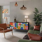 GEOMETRIC GLIMMER Sideboard mit 3 Türen in Schwarz