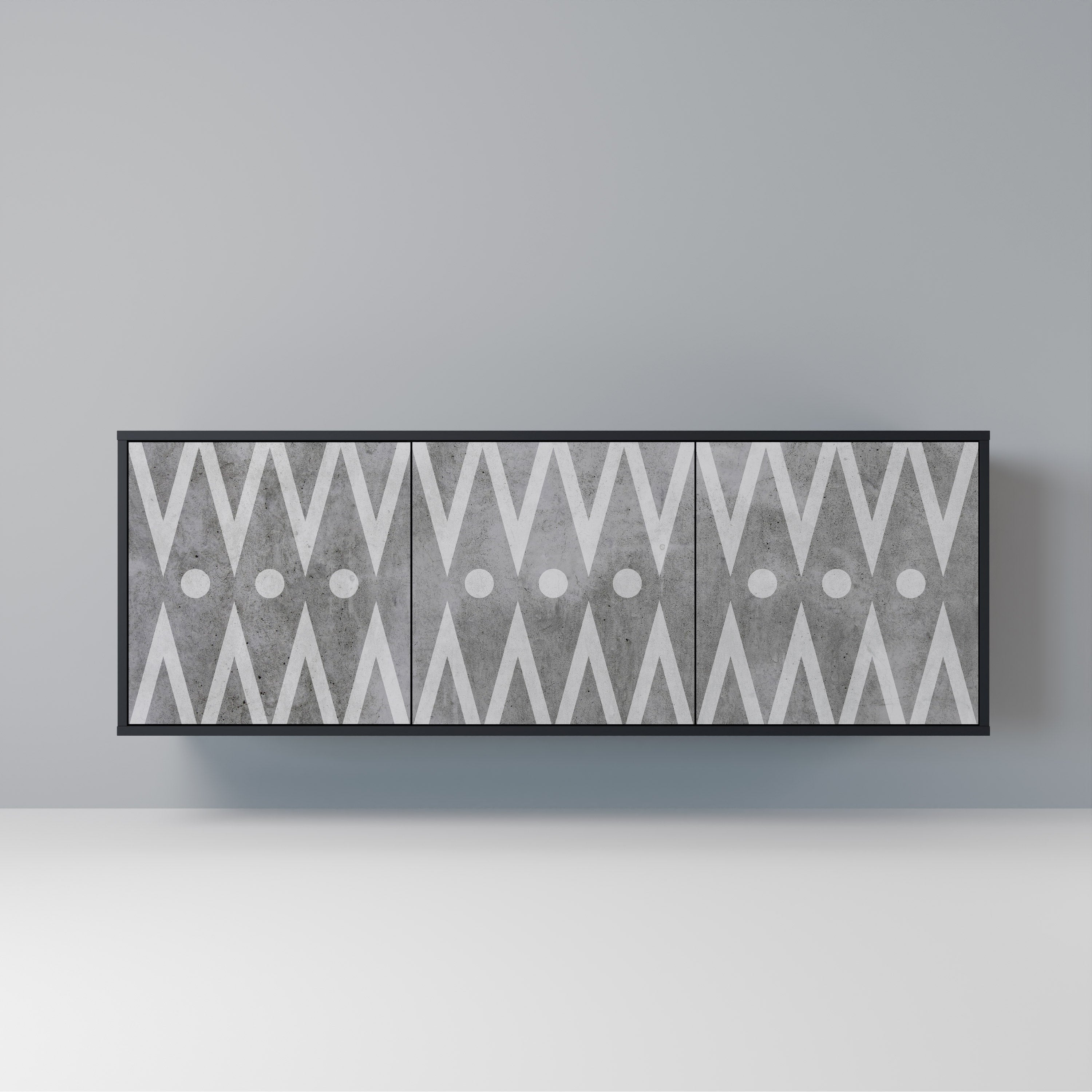 SHARP EDGES Sideboard mit 3 Türen in Schwarz