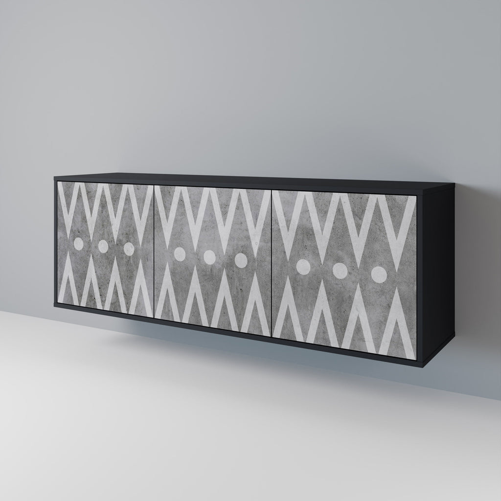 SHARP EDGES Sideboard mit 3 Türen in Schwarz