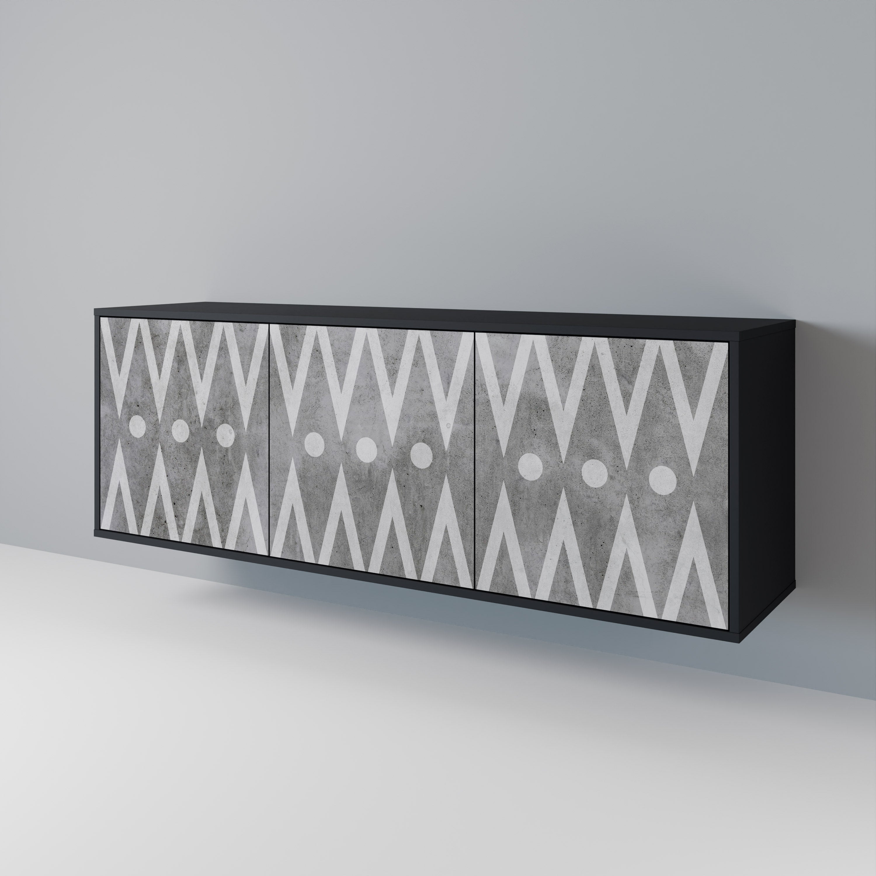 SHARP EDGES Sideboard mit 3 Türen in Schwarz