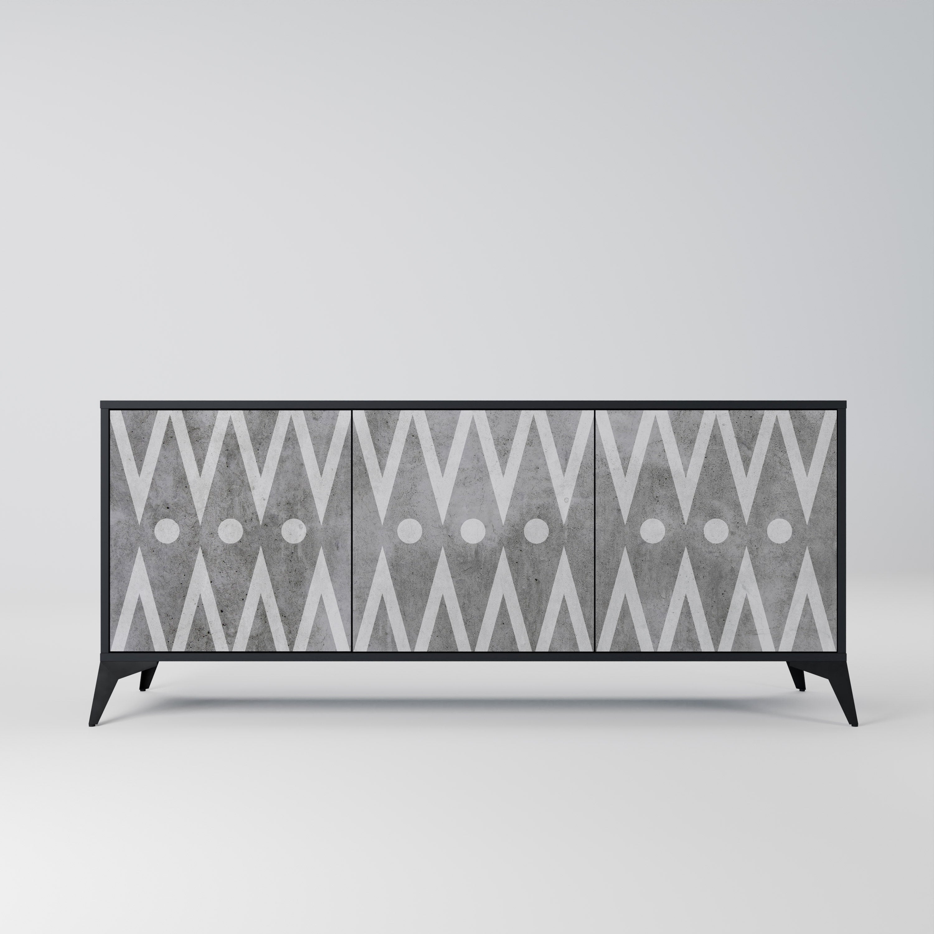 SHARP EDGES Sideboard mit 3 Türen in Schwarz