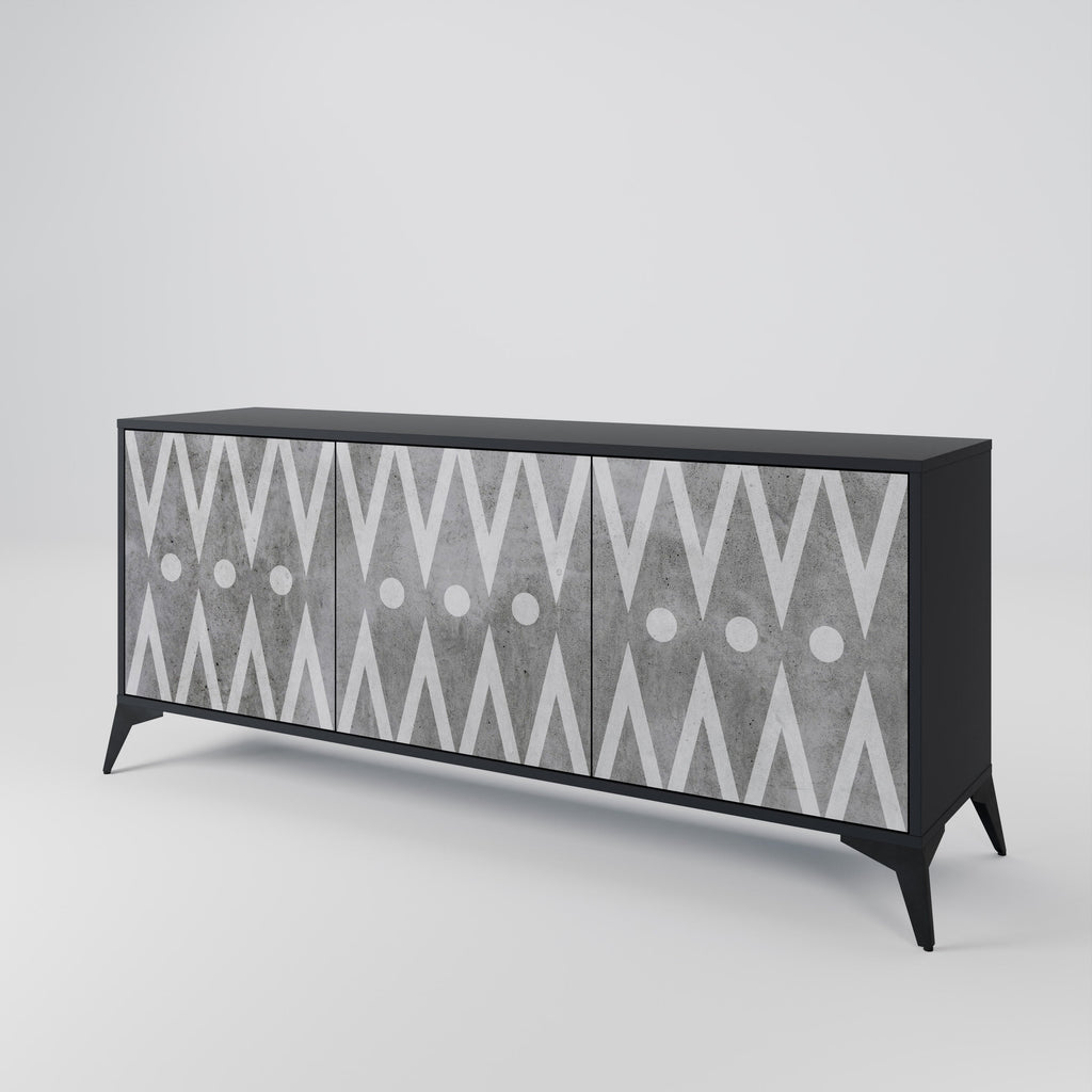 SHARP EDGES Sideboard mit 3 Türen in Schwarz