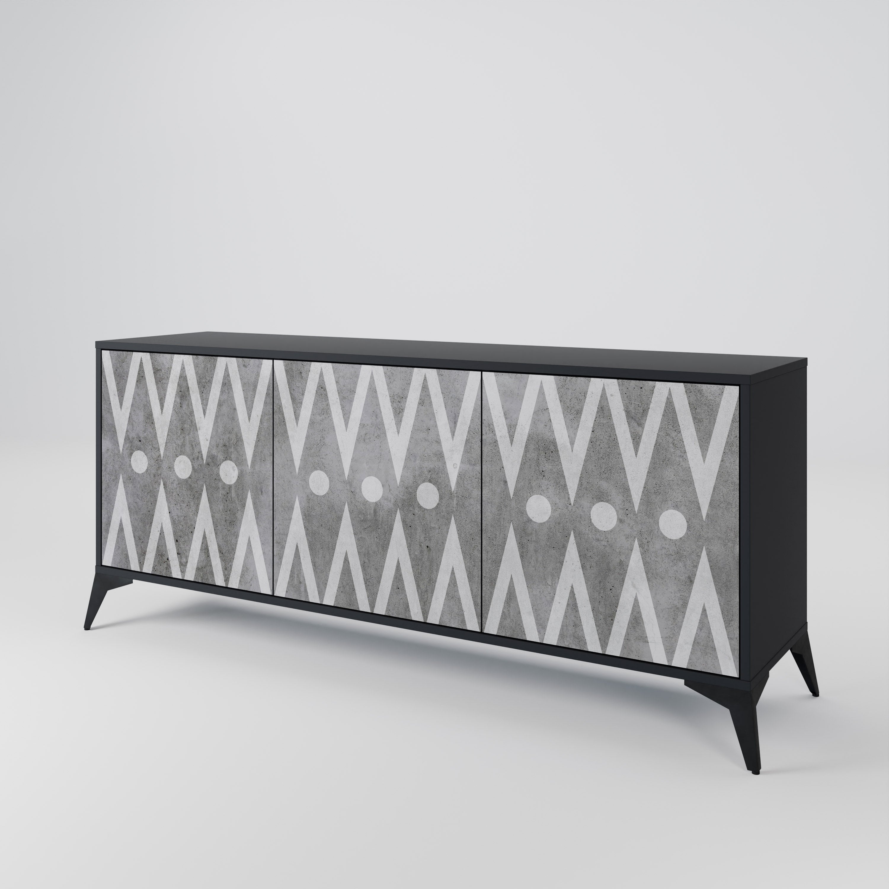 SHARP EDGES Sideboard mit 3 Türen in Schwarz
