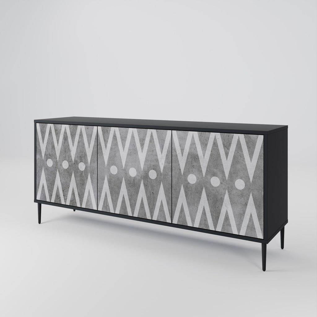 SHARP EDGES Sideboard mit 3 Türen in Schwarz
