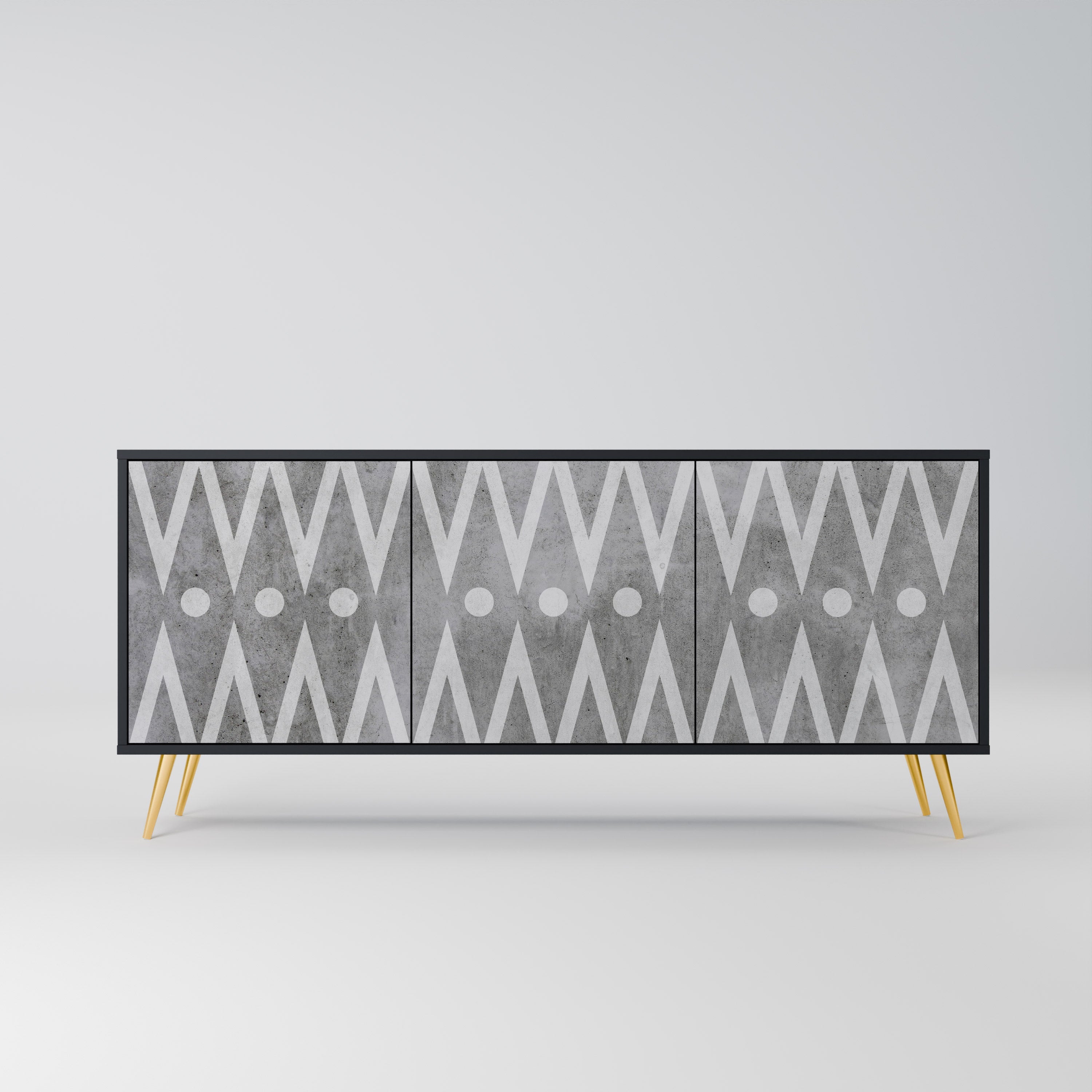 SHARP EDGES Sideboard mit 3 Türen in Schwarz
