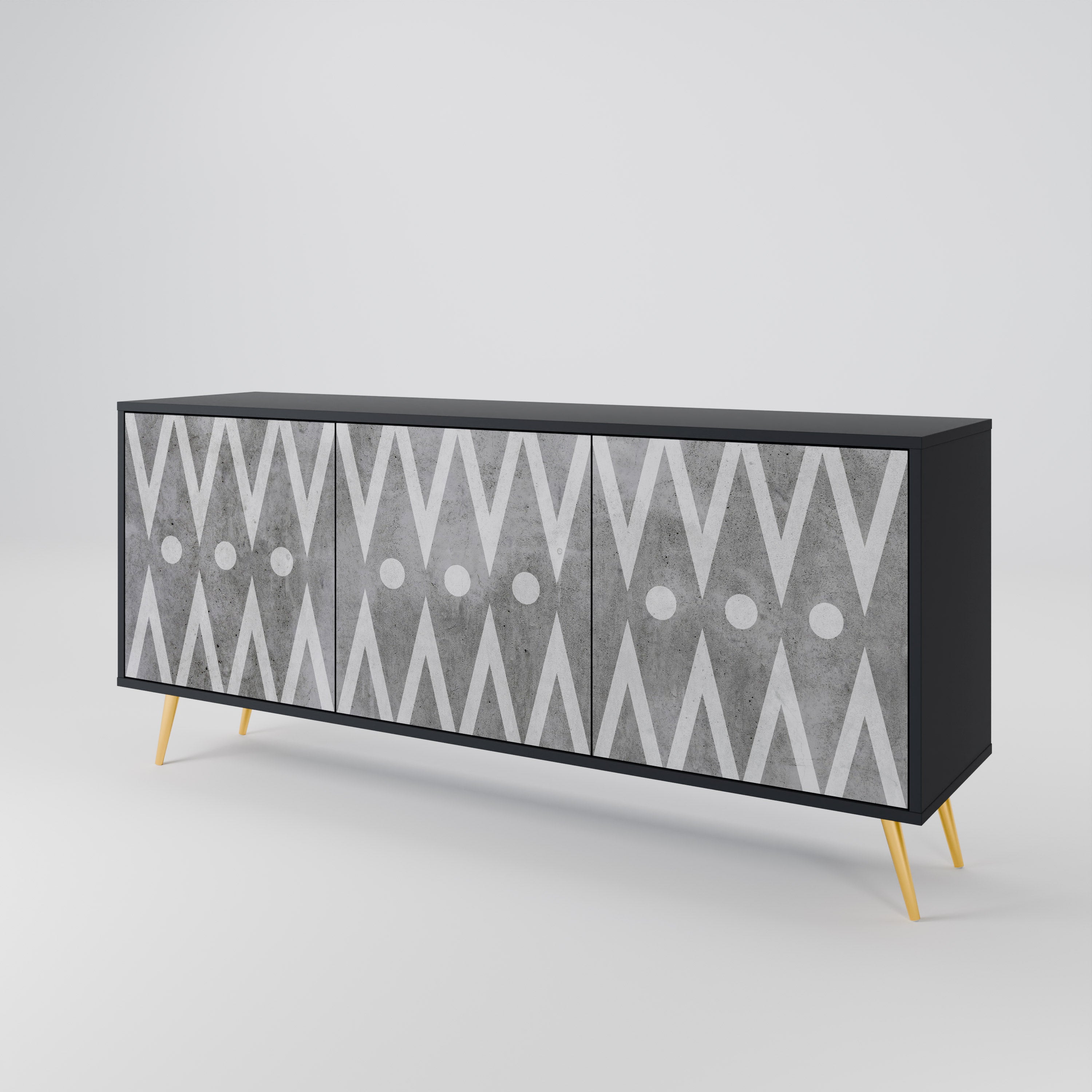 SHARP EDGES Sideboard mit 3 Türen in Schwarz