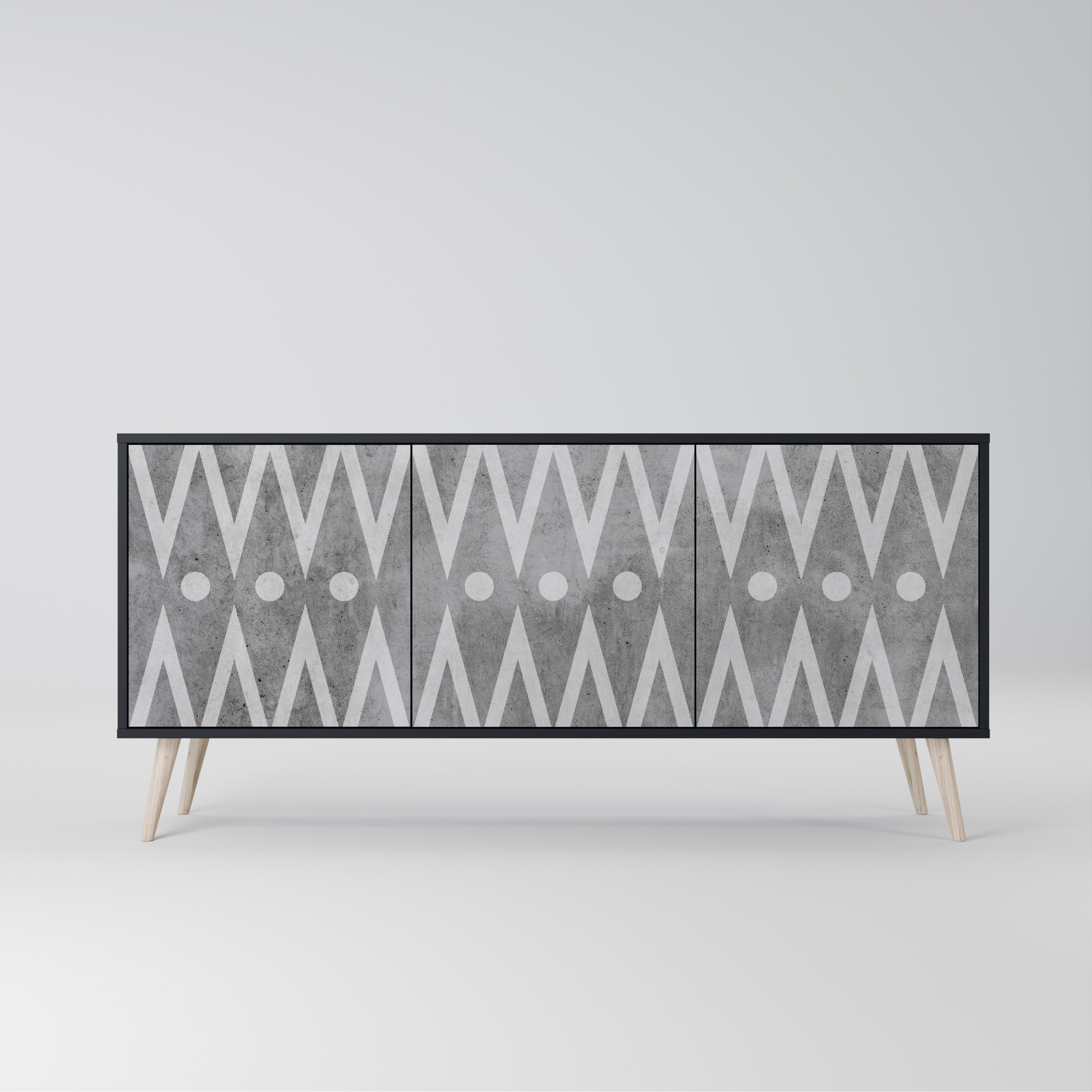 SHARP EDGES Sideboard mit 3 Türen in Schwarz