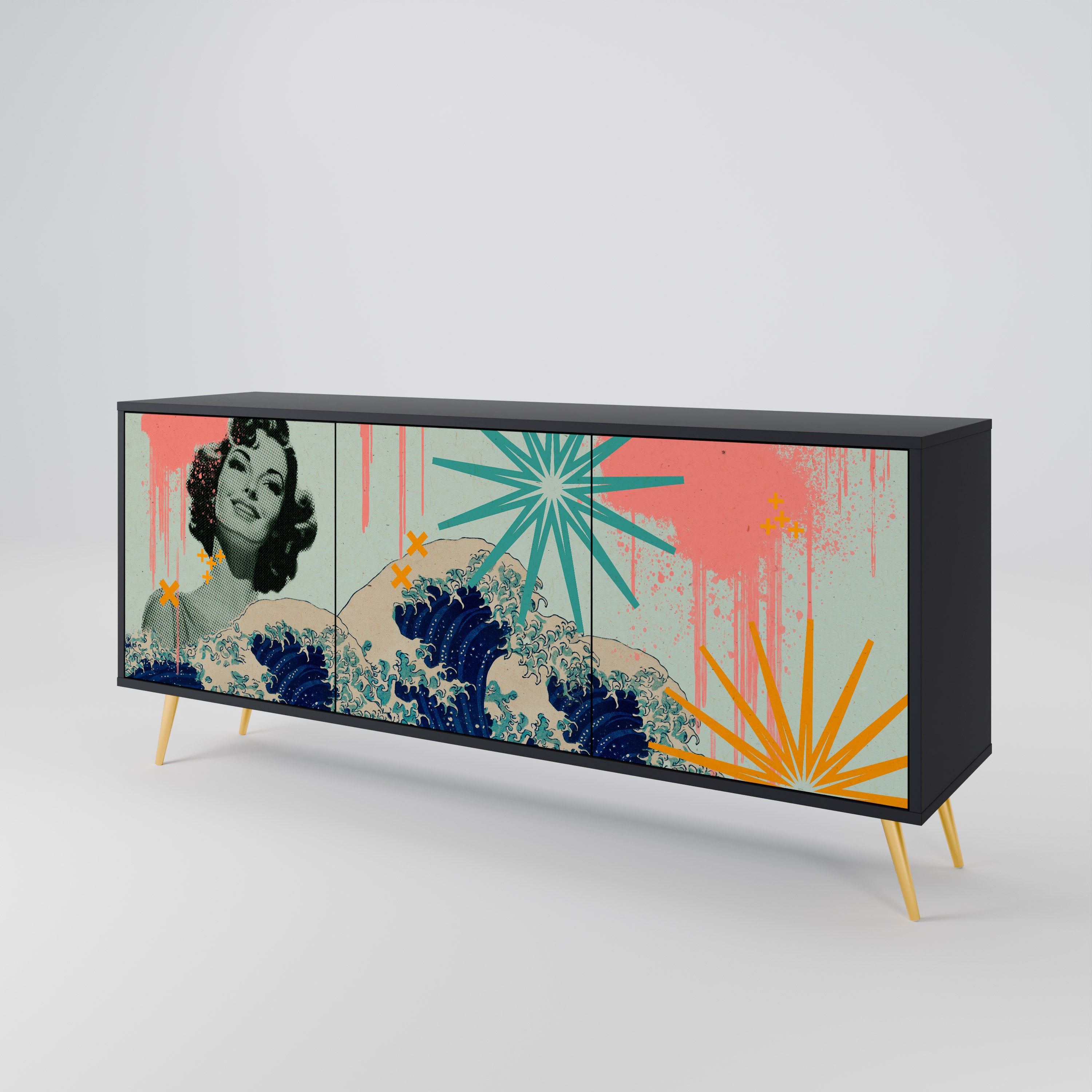 KANAGAWA BEAUTY 3-türiges Sideboard