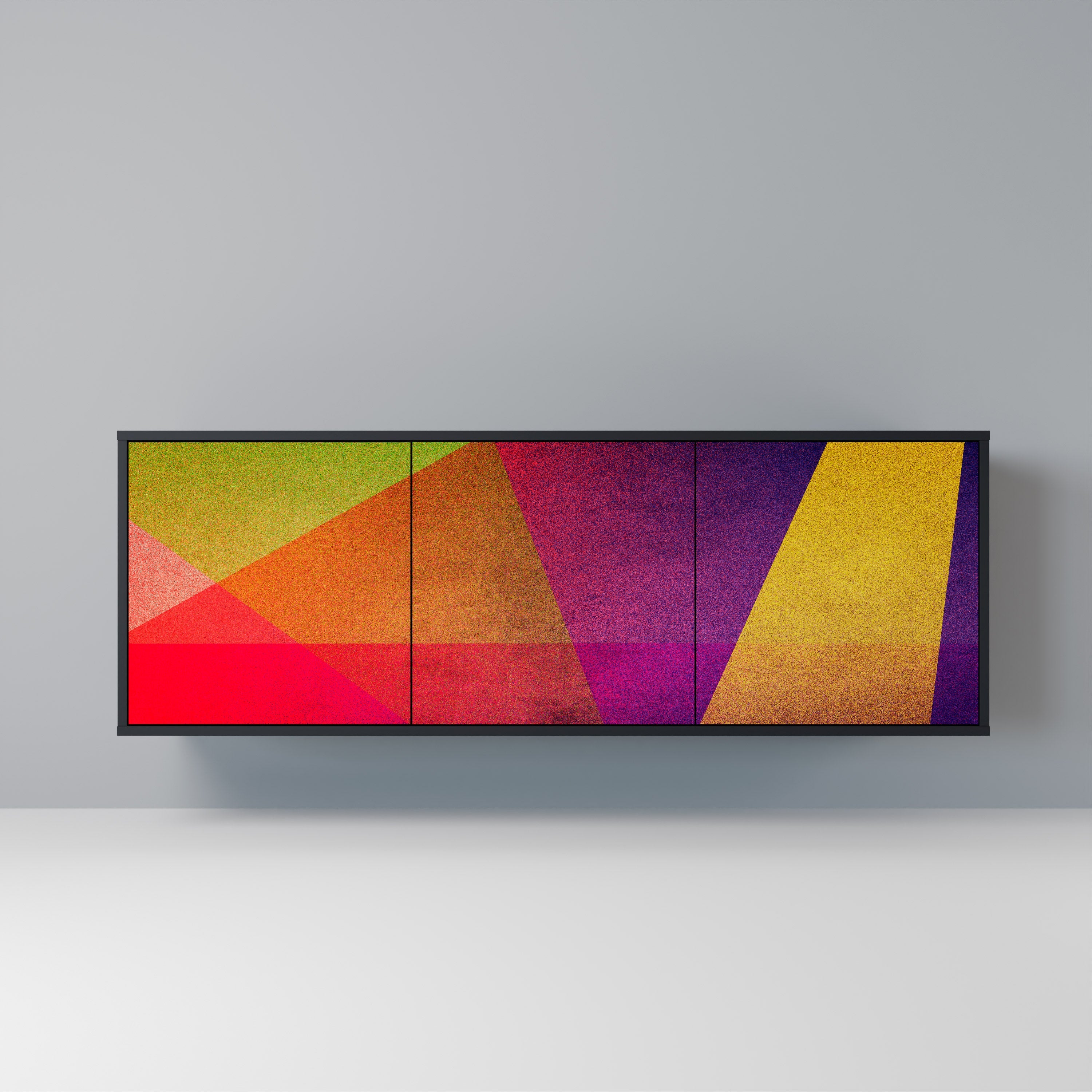 VIVID GEOMETRY Sideboard mit 3 Türen in Schwarz