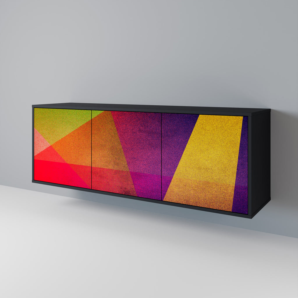 VIVID GEOMETRY 3-Door Sideboard in Black Finish
