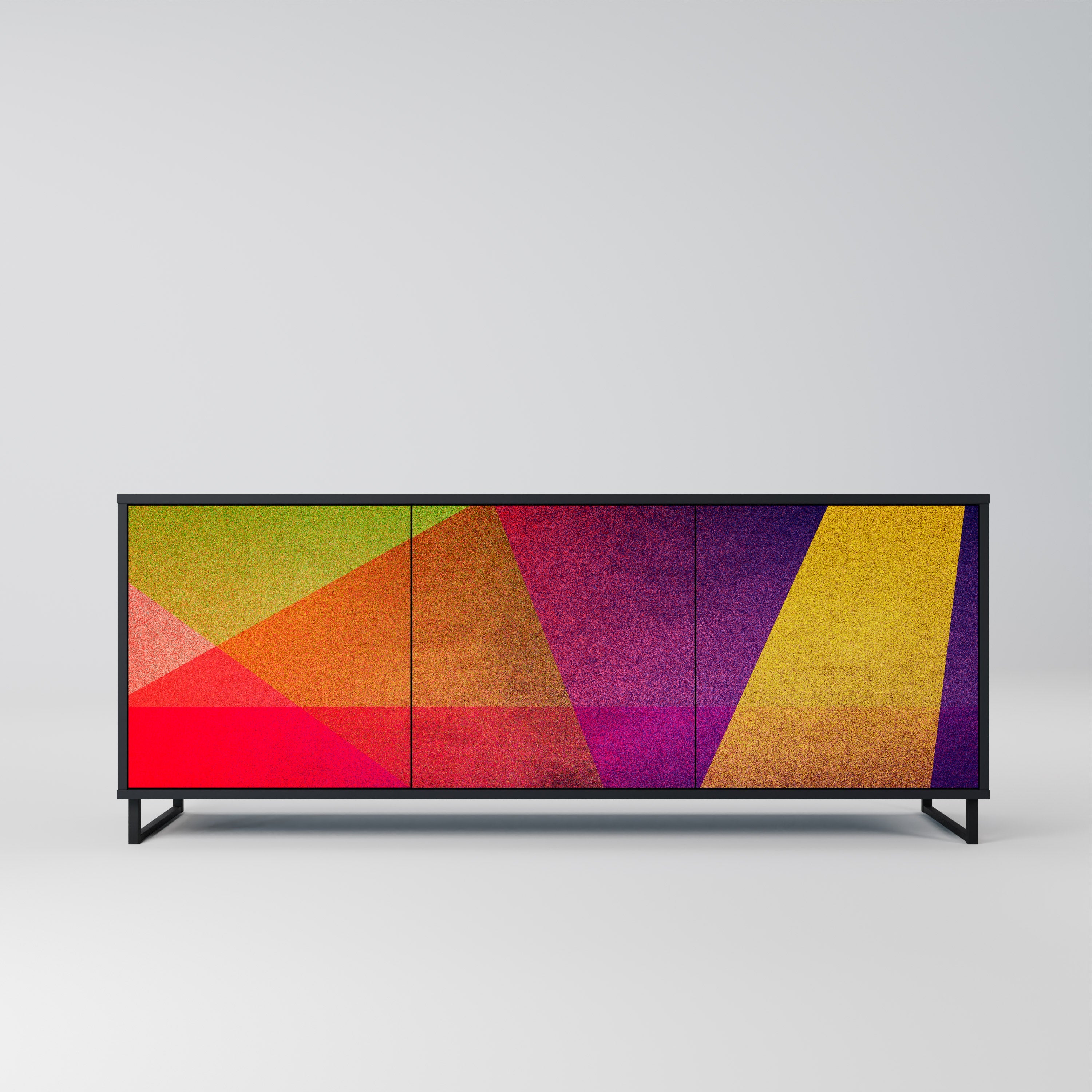 VIVID GEOMETRY Sideboard mit 3 Türen in Schwarz