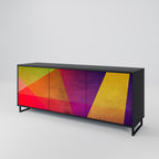 VIVID GEOMETRY 3-Door Sideboard in Black Finish