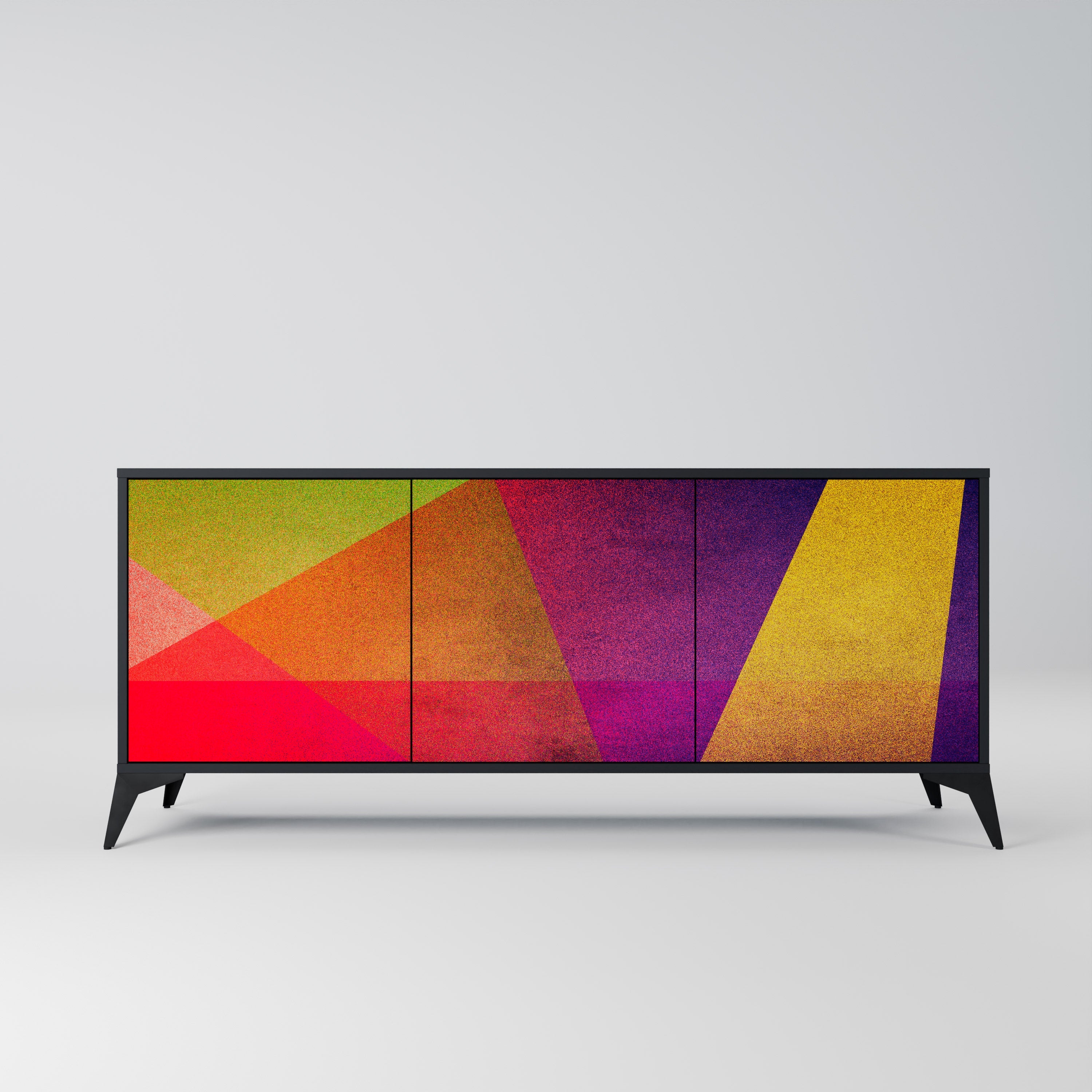 VIVID GEOMETRY Sideboard mit 3 Türen in Schwarz