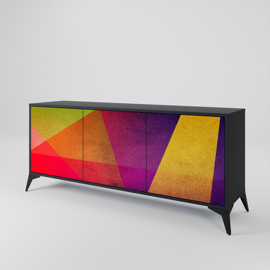 VIVID GEOMETRY 3-Door Sideboard in Black Finish
