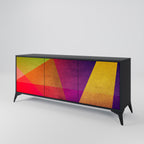 VIVID GEOMETRY 3-Door Sideboard in Black Finish