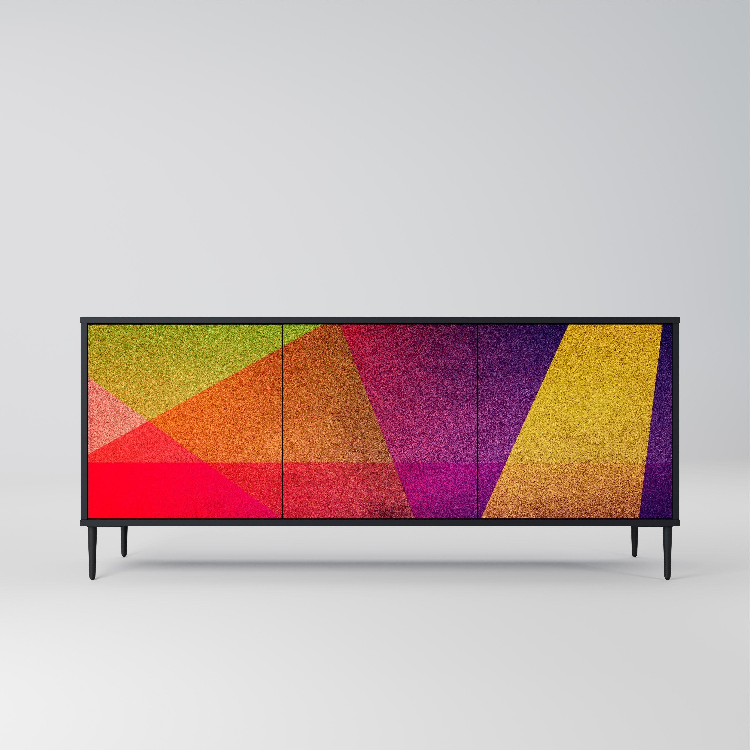 VIVID GEOMETRY Sideboard mit 3 Türen in Schwarz