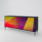 VIVID GEOMETRY 3-Door Sideboard in Black Finish